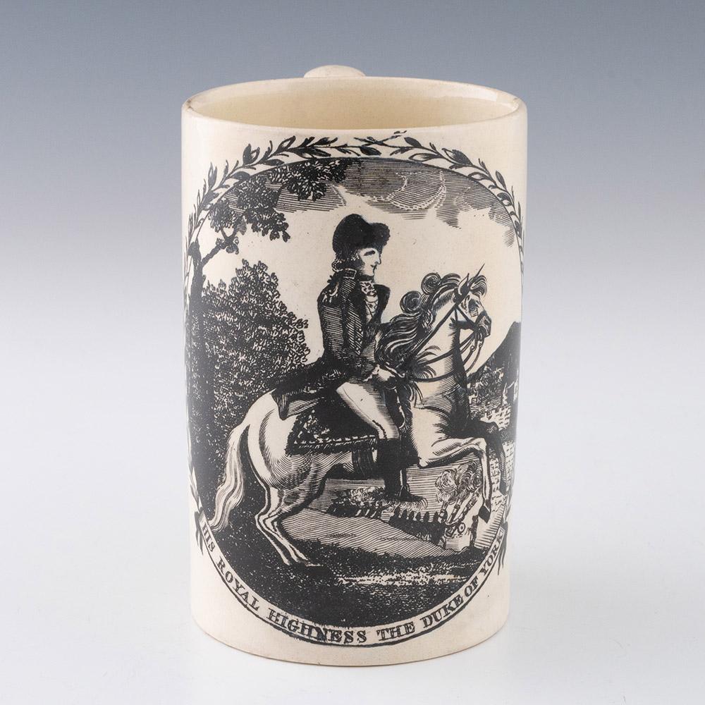 George III Grand Old Duke of York Prince Frederick Creamware Mug For Sale