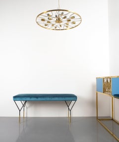 Ornamental Italian Brass Chandelier or Flush Mount Lamp, circa 1960