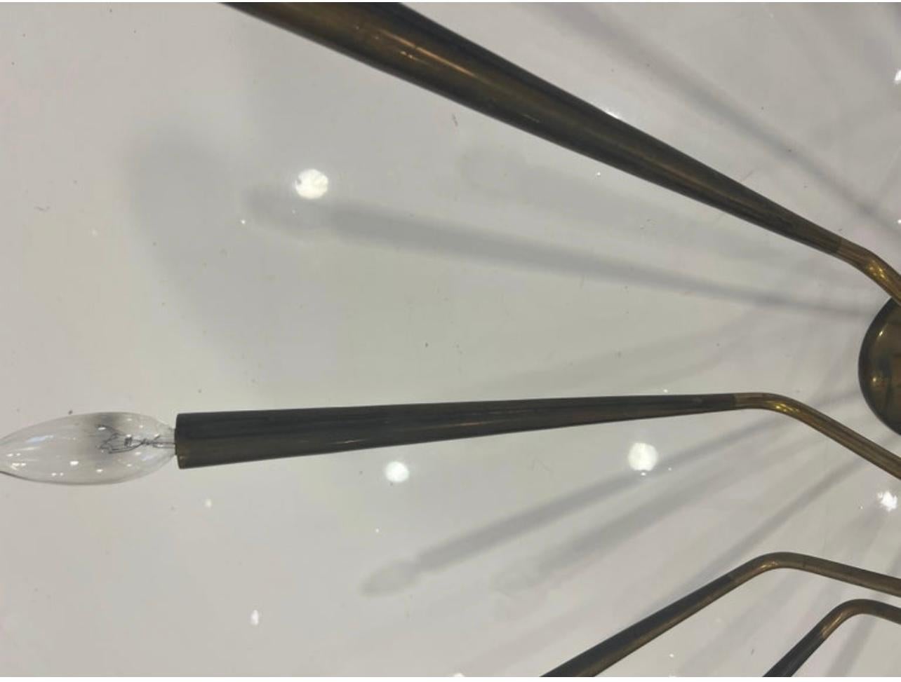 Mid-20th Century Grand Oscar Torlasco Ragno LUMI 1960s Italian Flush Chandelier For Sale