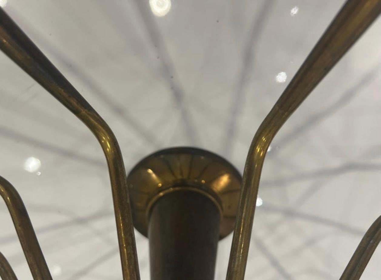 Brass Grand Oscar Torlasco Ragno LUMI 1960s Italian Flush Chandelier For Sale