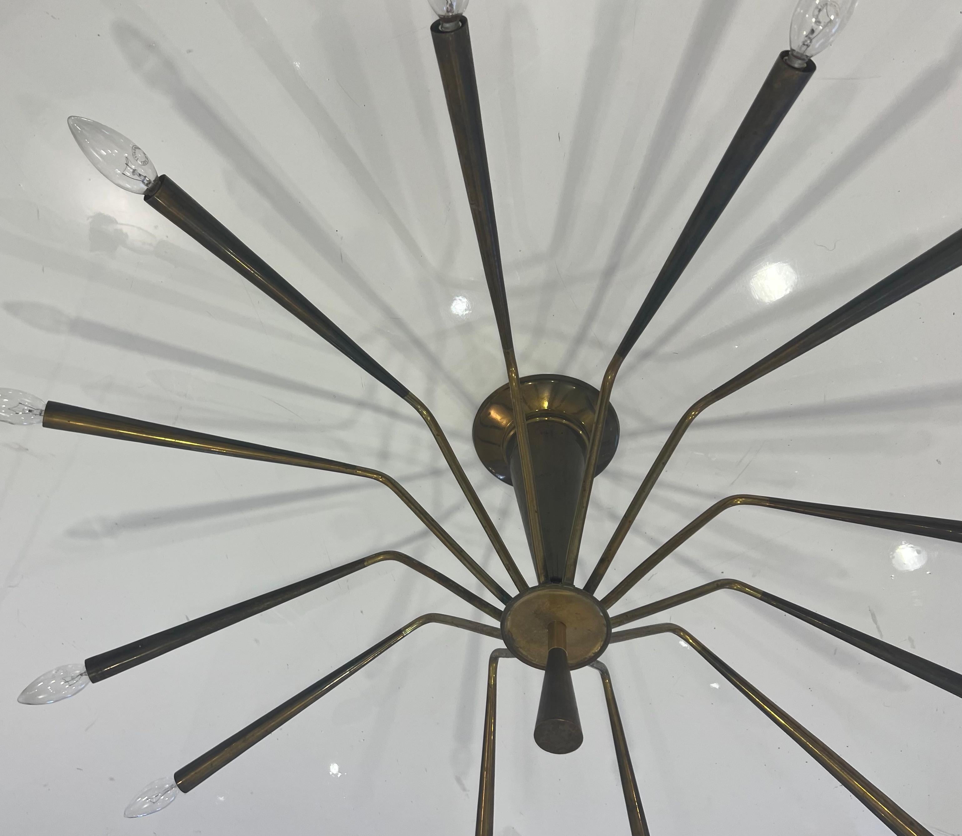 Grand Oscar Torlasco Ragno LUMI 1960s Italian Flush Chandelier For Sale 3