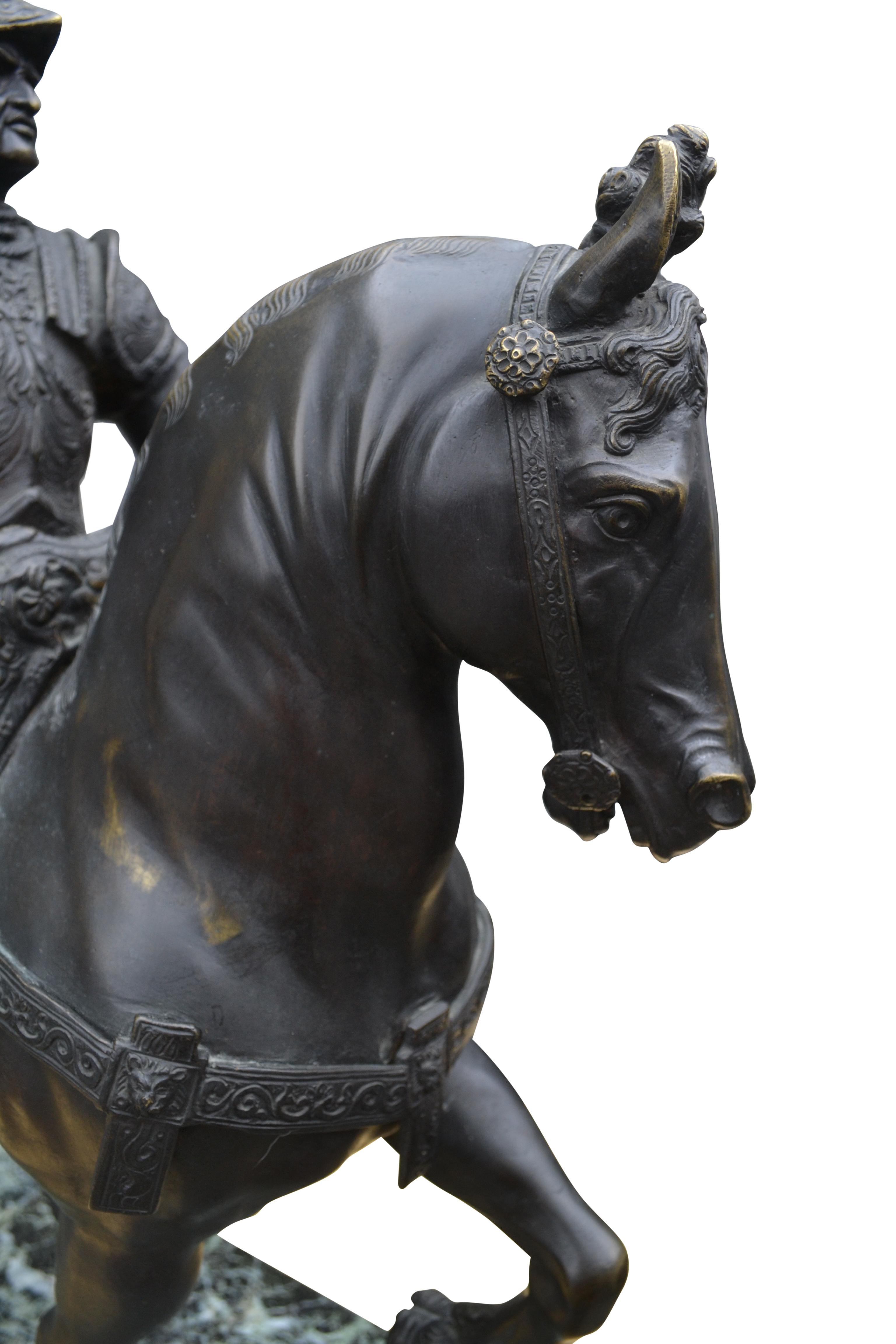 Grand Tour Bronze of the Equestrian Statue of Colleoni After Verrocchio For Sale 4