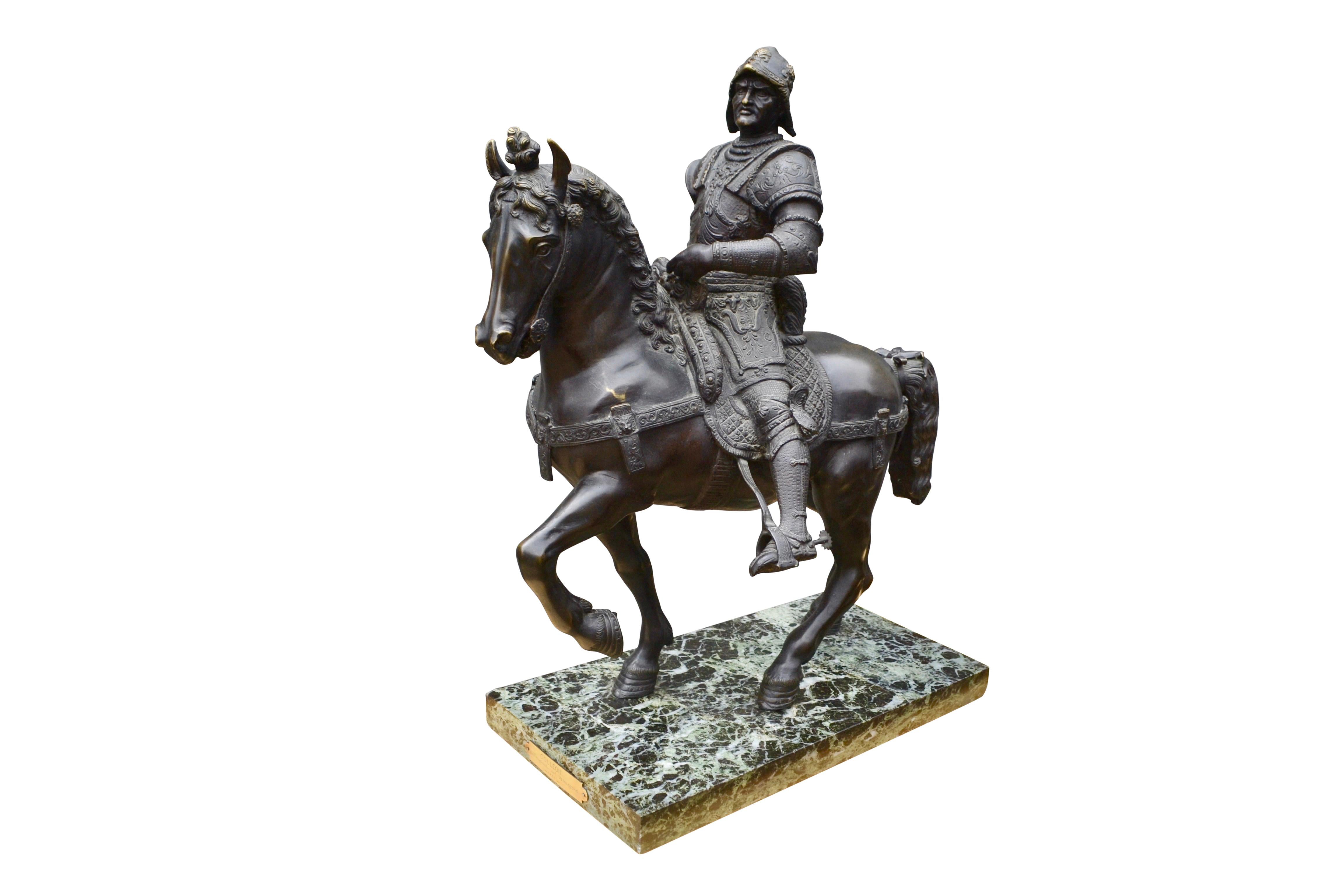 Renaissance Grand Tour Bronze of the Equestrian Statue of Colleoni After Verrocchio For Sale
