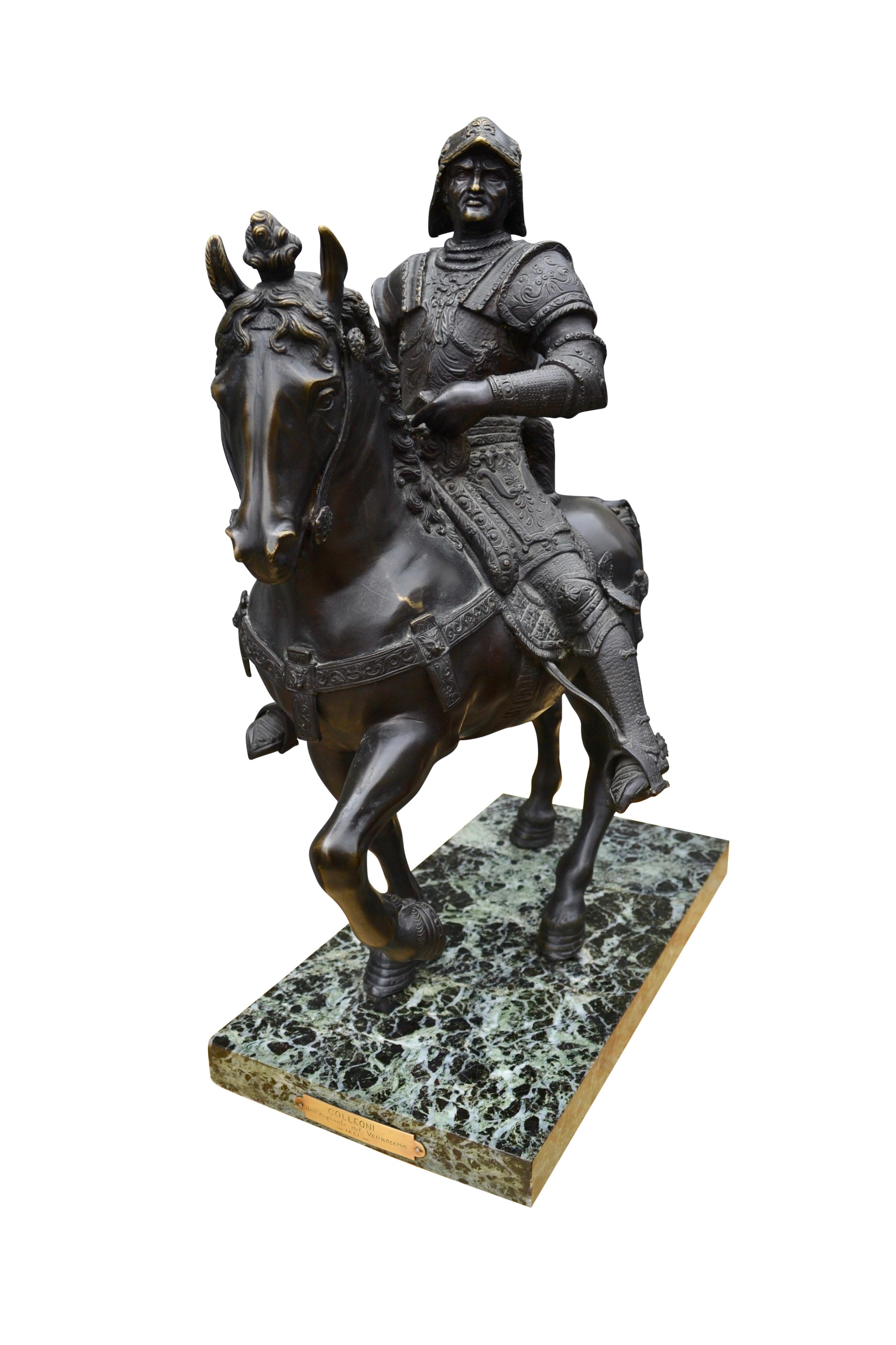 Italian Grand Tour Bronze of the Equestrian Statue of Colleoni After Verrocchio For Sale