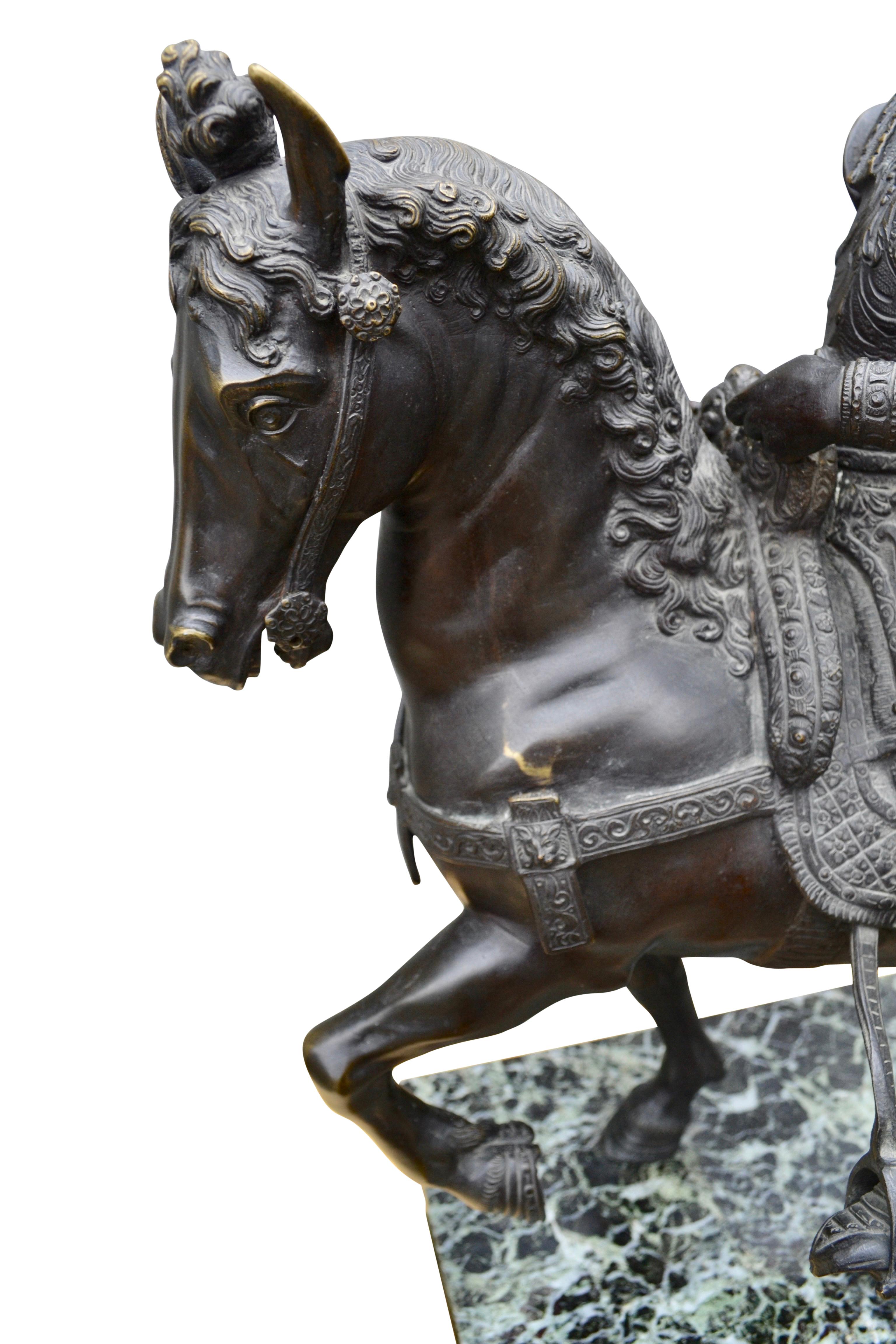 19th Century Grand Tour Bronze of the Equestrian Statue of Colleoni After Verrocchio For Sale