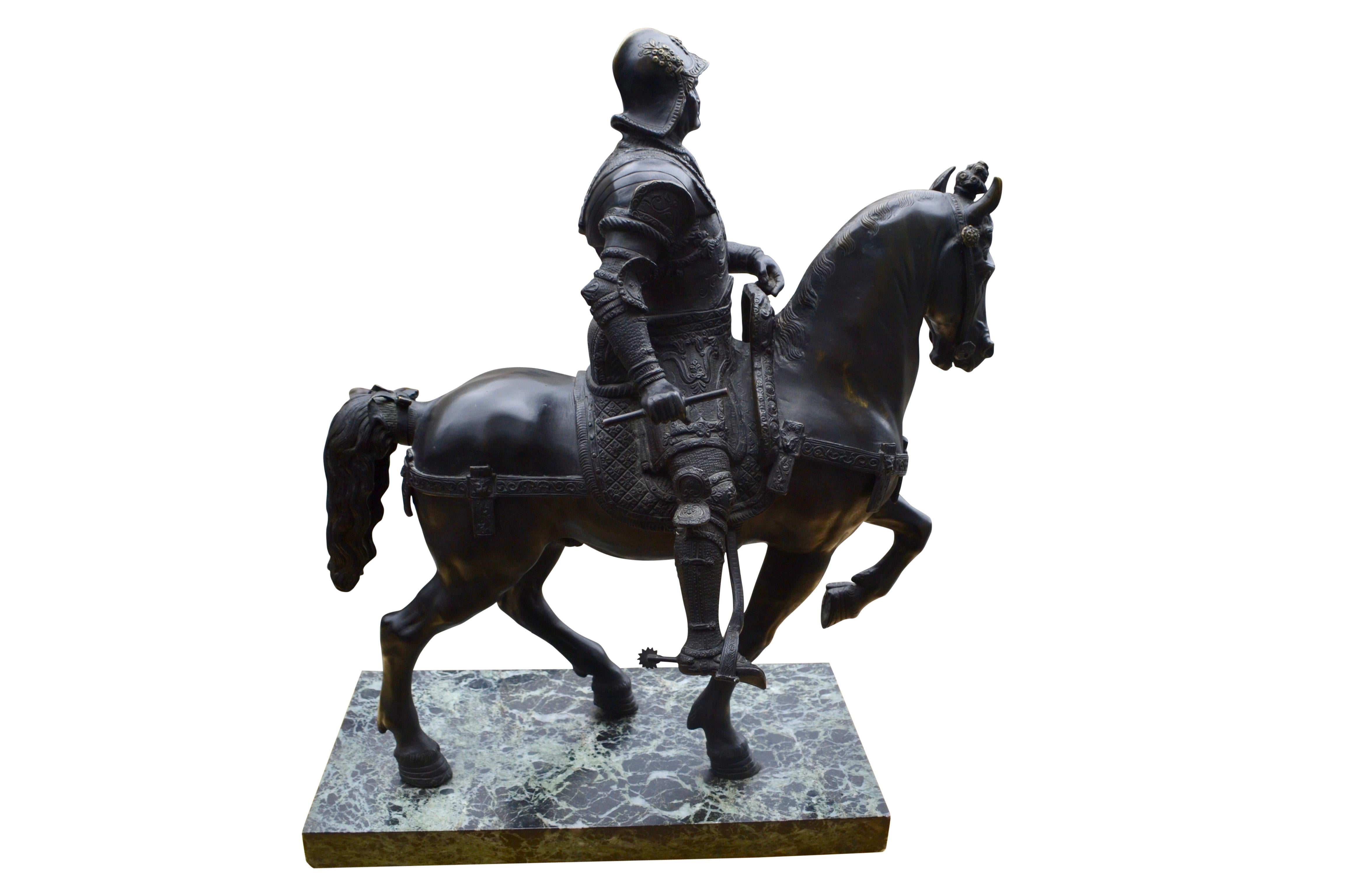 Grand Tour Bronze of the Equestrian Statue of Colleoni After Verrocchio For Sale 1