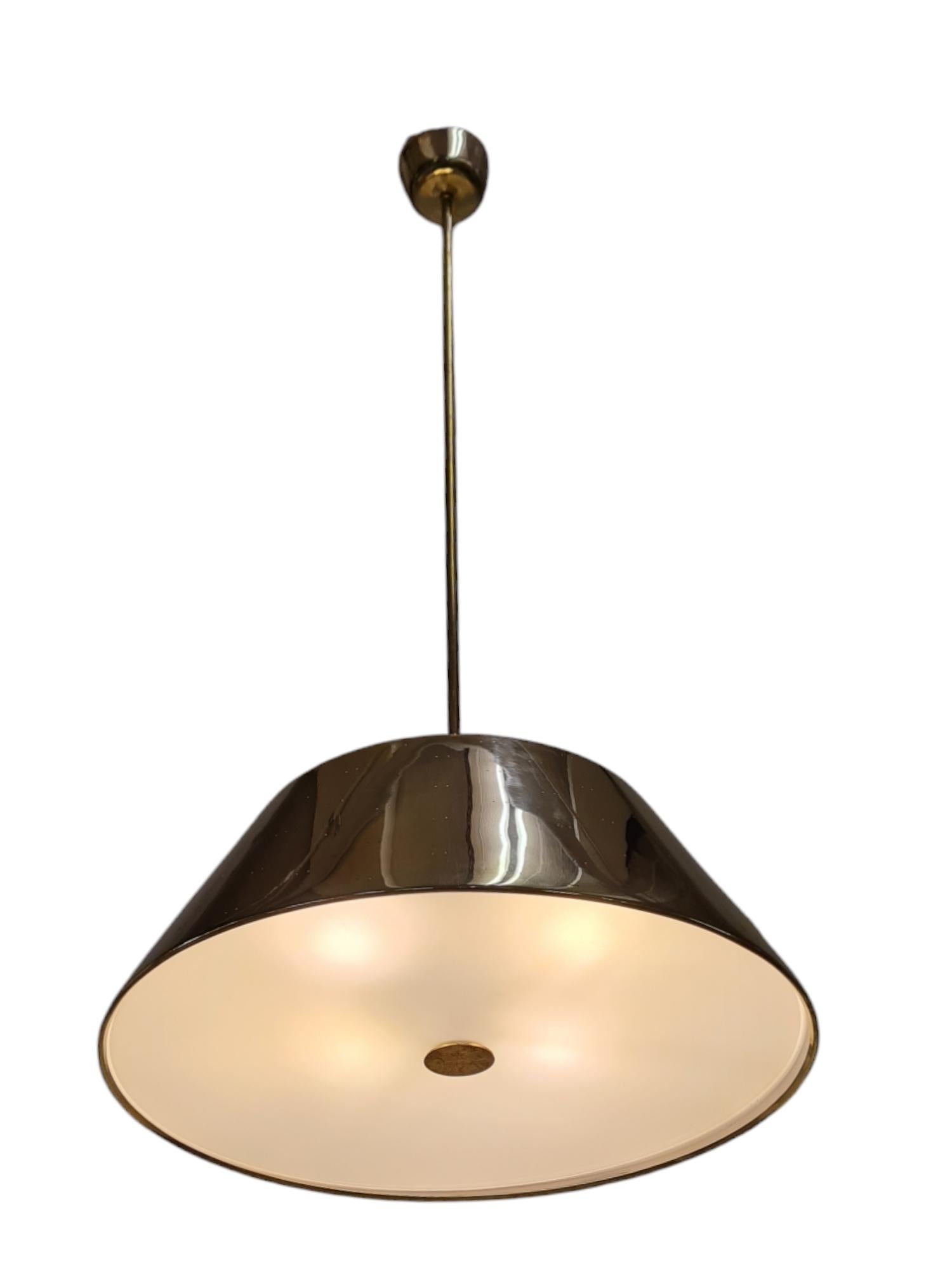 Grand Paavo Tynell Perforated Brass Ceiling Pendant, Idman 1950s For Sale 6
