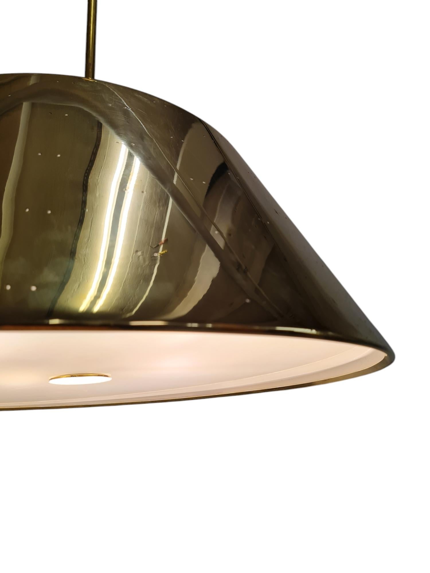 Grand Paavo Tynell Perforated Brass Ceiling Pendant, Idman 1950s For Sale 7