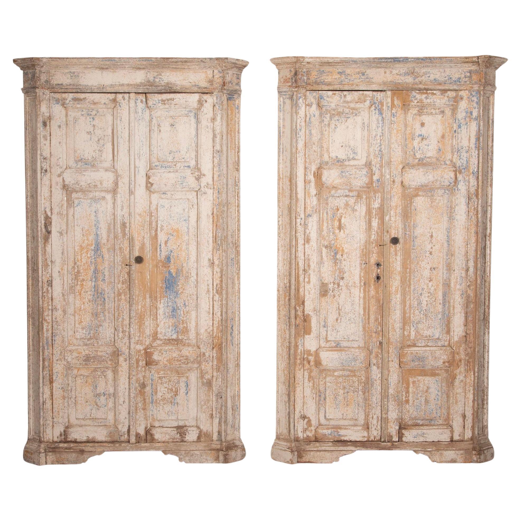 Grand Pair of 19th Century Italian Corner Cupboards For Sale