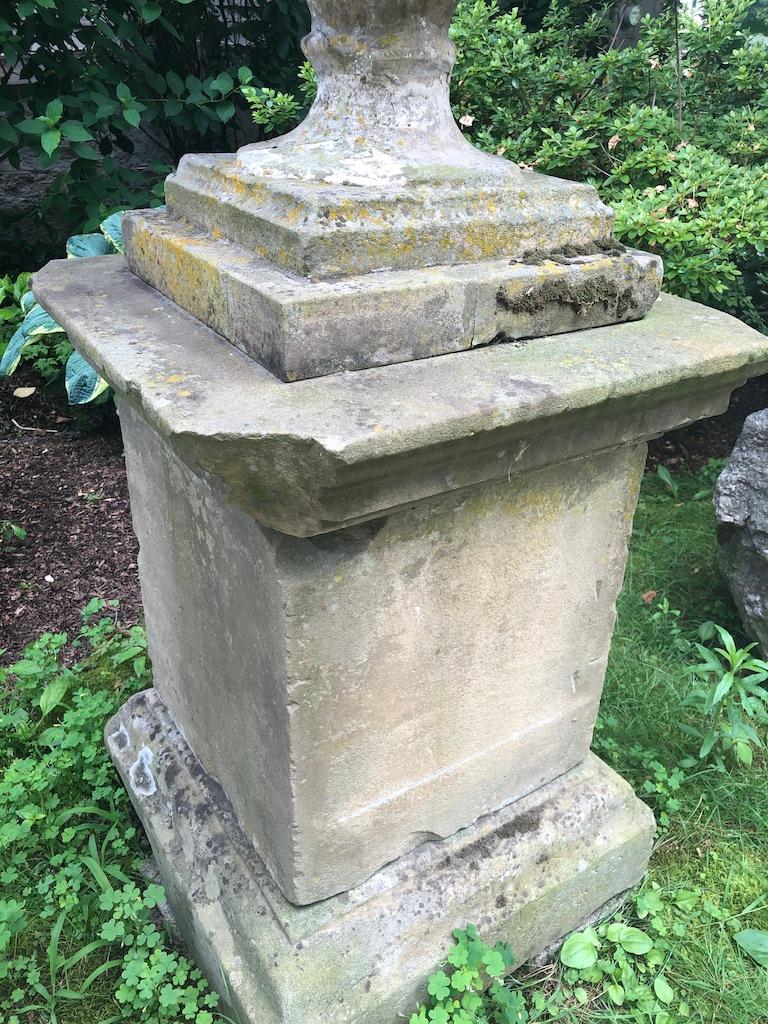 Grand Pair of 18th C Carved Yorkstone Urns Owned by the Duke of Marlborough For Sale 6
