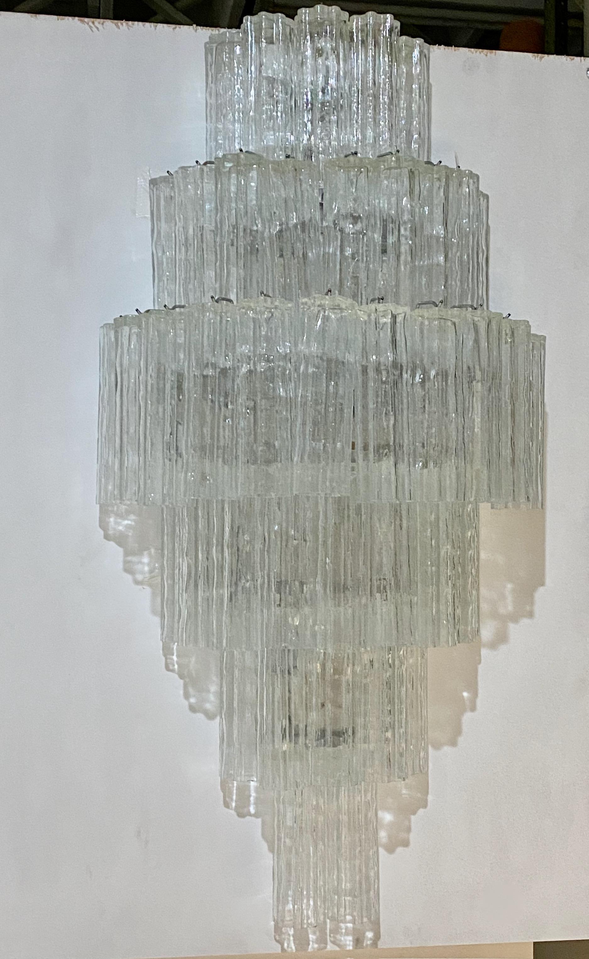 Glass Grand Pair of Mid-Century Modern Tronchi Wall Sconces For Sale