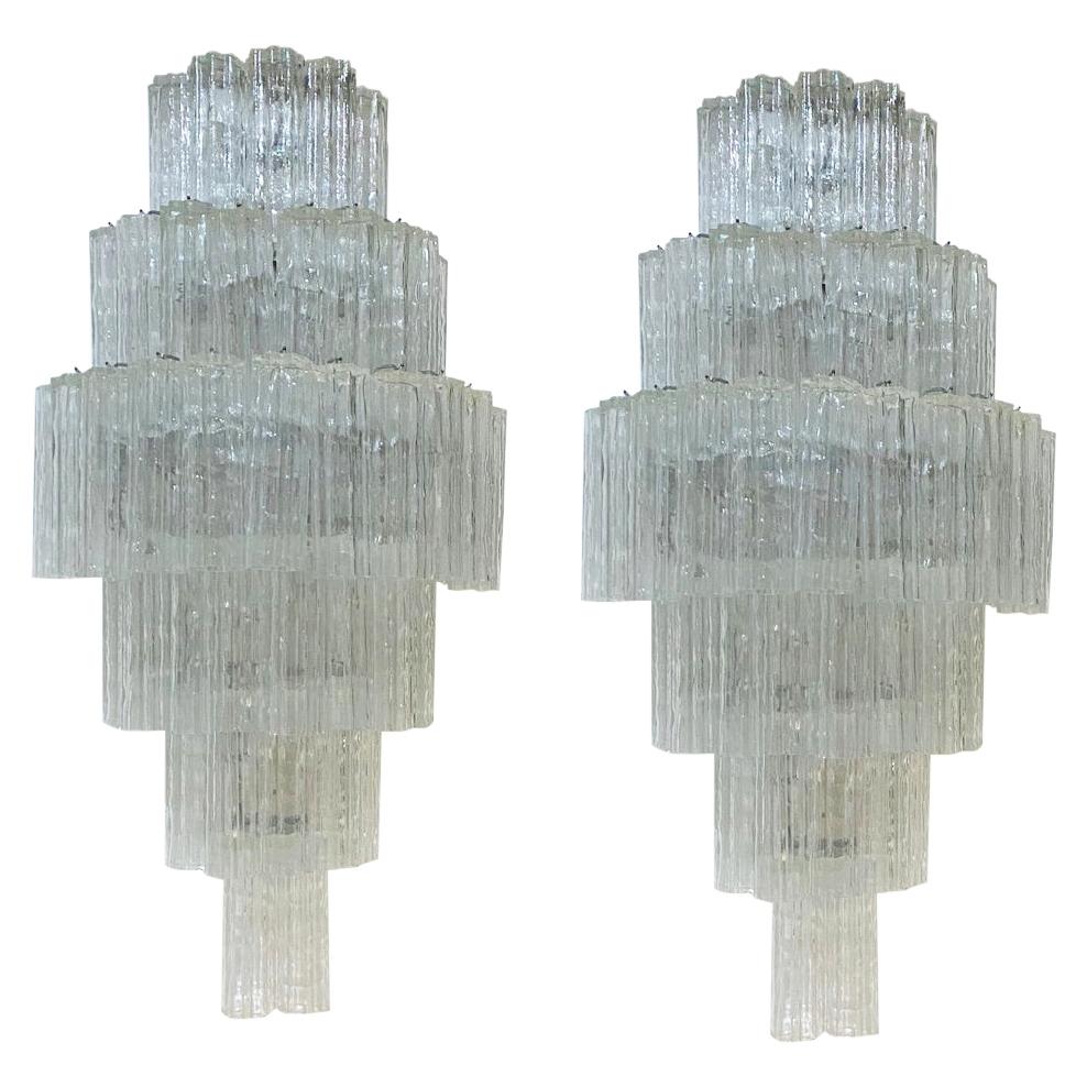 Grand Pair of Mid-Century Modern Tronchi Wall Sconces For Sale