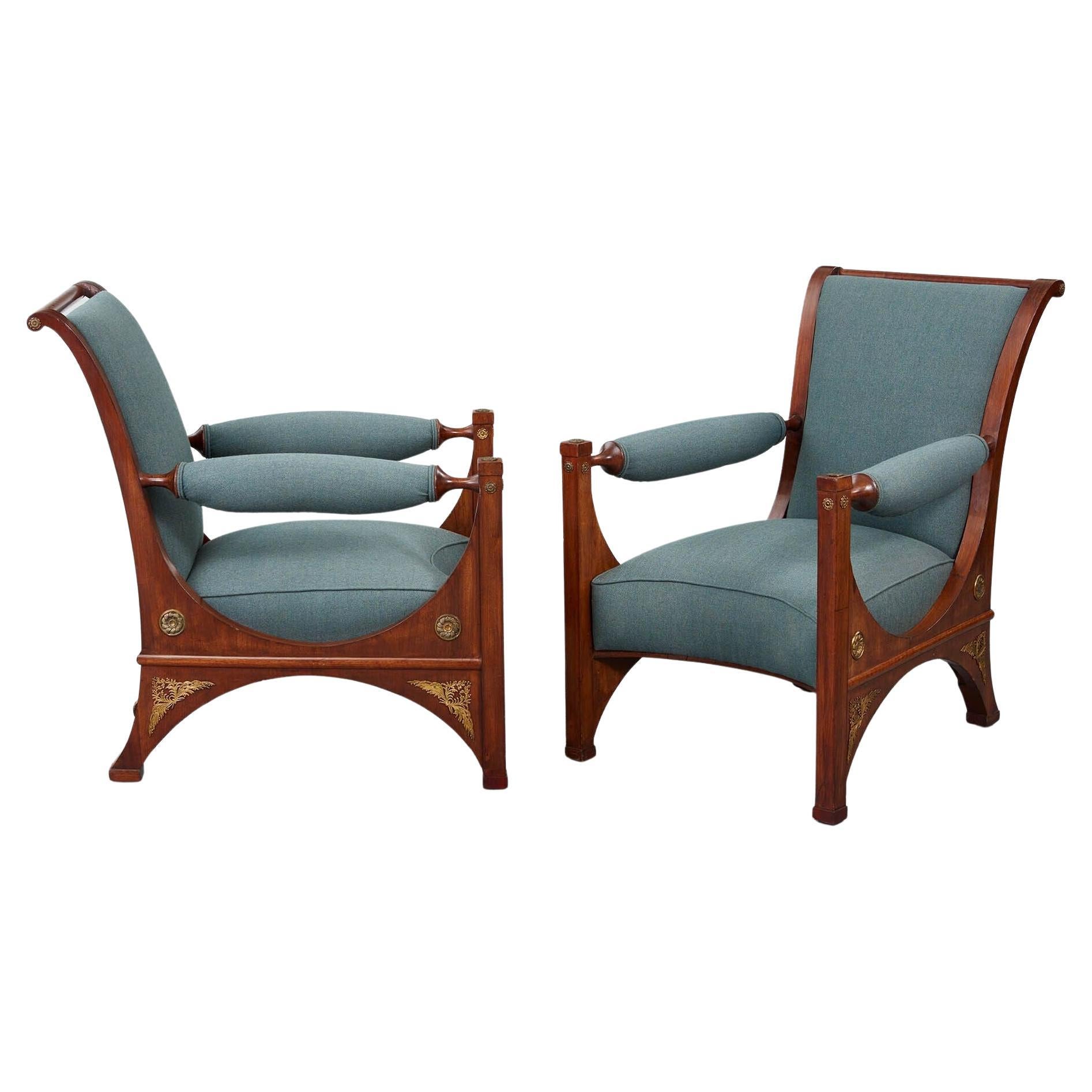 Grand Pair of Northern European Armchairs For Sale