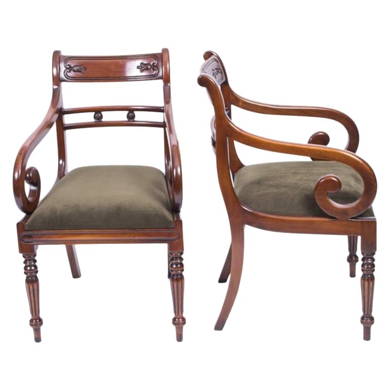 Pair of Regency Style Tulip Back Armchairs Desk Chairs
