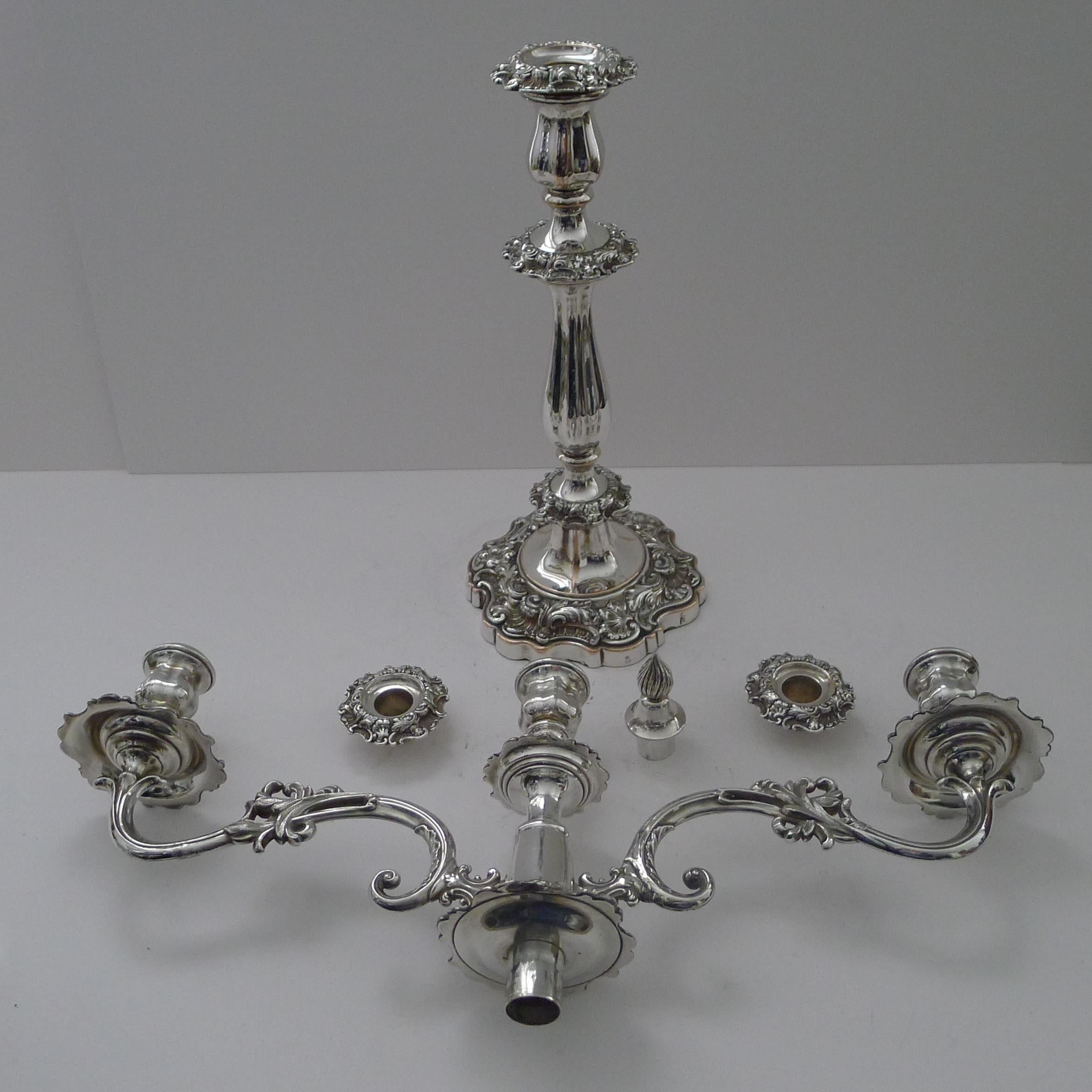 Grand Pair Old Sheffield Plate Candelabra by Blagden, Hodgson & Co. For Sale 3