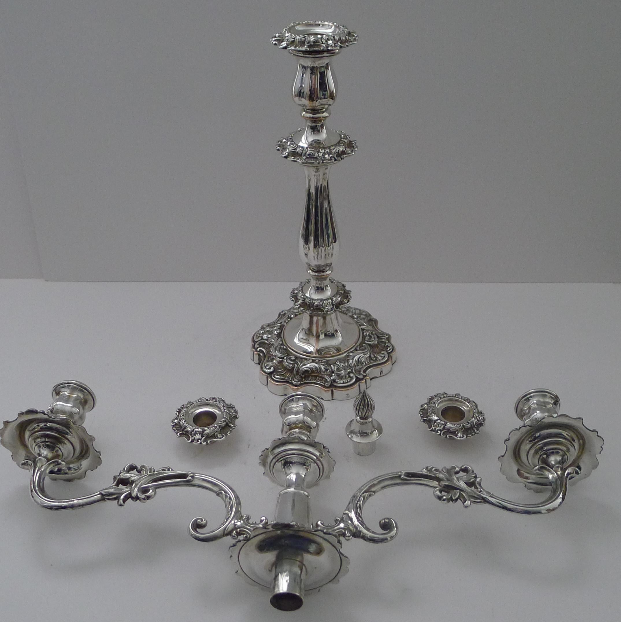 Grand Pair Old Sheffield Plate Candelabra by Blagden, Hodgson & Co. For Sale 4