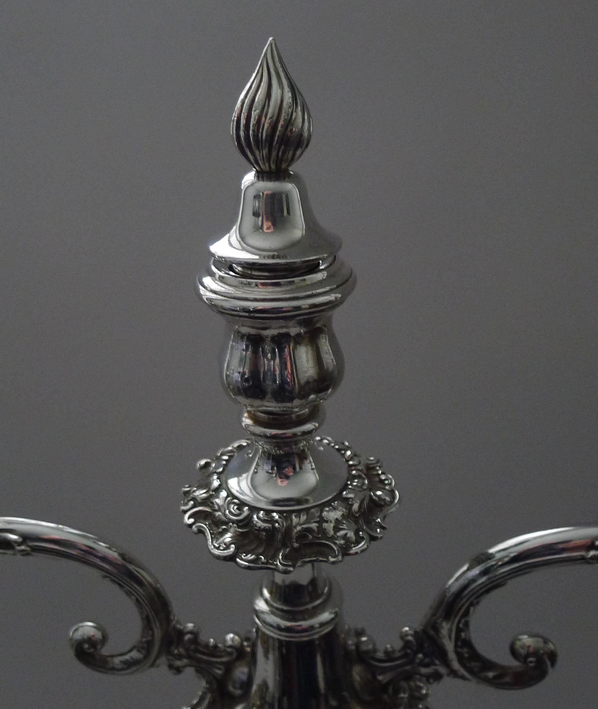 Grand Pair Old Sheffield Plate Candelabra by Blagden, Hodgson & Co. In Good Condition For Sale In Bath, GB