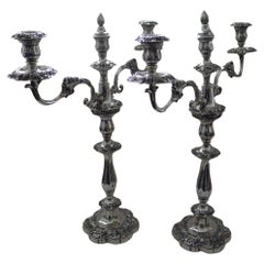Antique Grand Pair Old Sheffield Plate Candelabra by Blagden, Hodgson & Co.