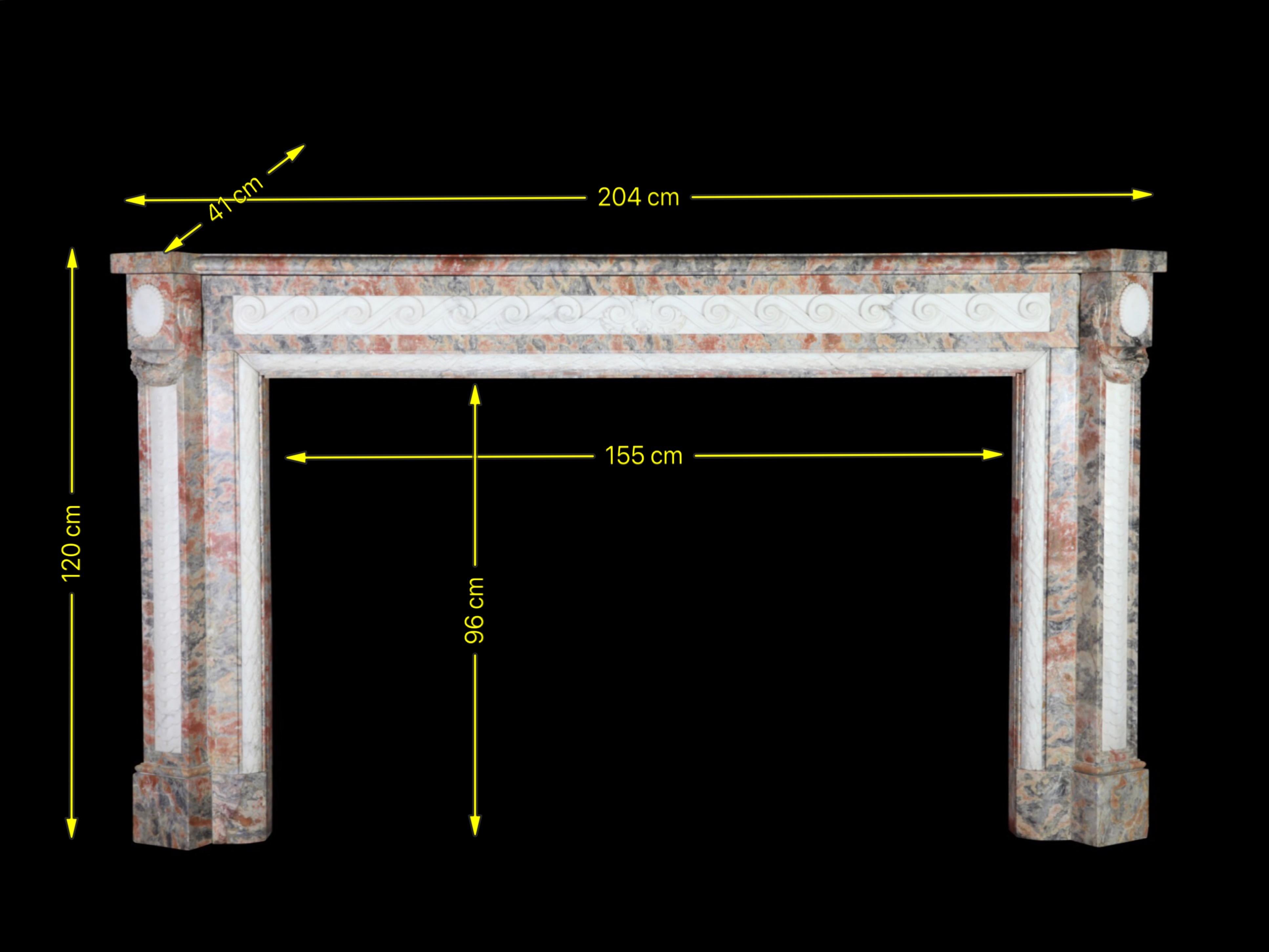 Grand Paladium Antique Fireplace Surround in Rouge Languedoc Marble For Sale 6