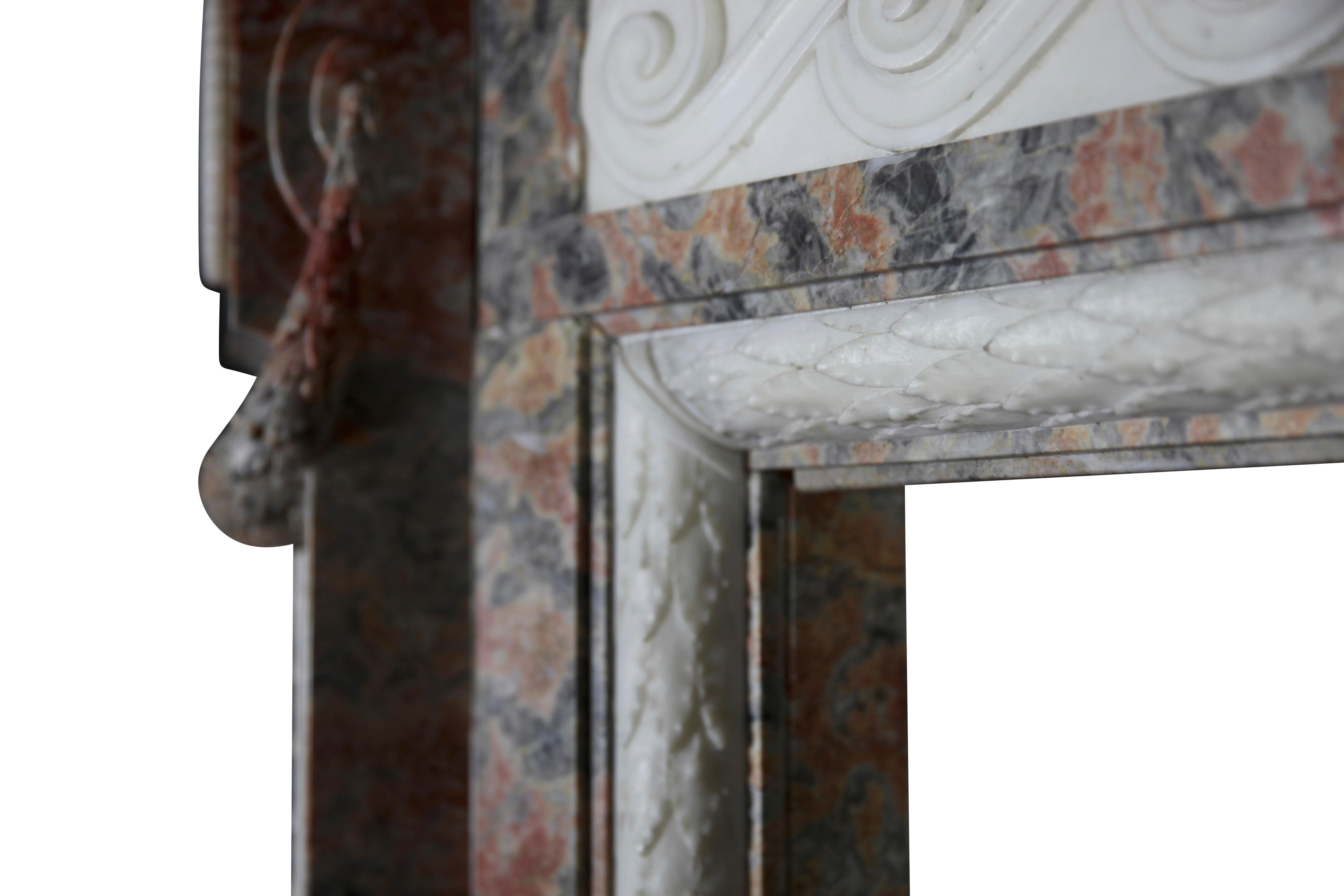 Louis XVI Grand Paladium Antique Fireplace Surround in Rouge Languedoc Marble For Sale