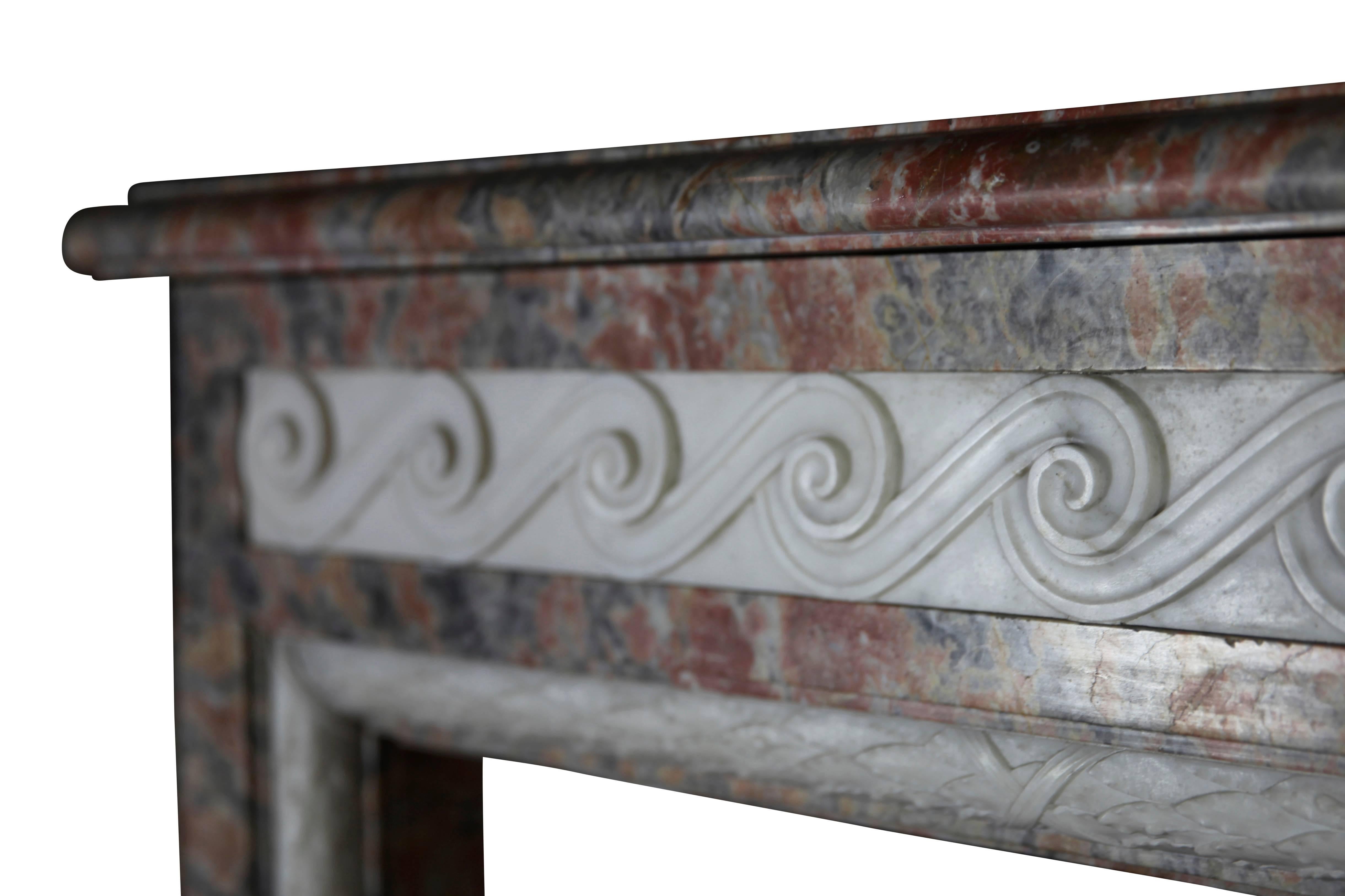 Belgian Grand Paladium Antique Fireplace Surround in Rouge Languedoc Marble For Sale