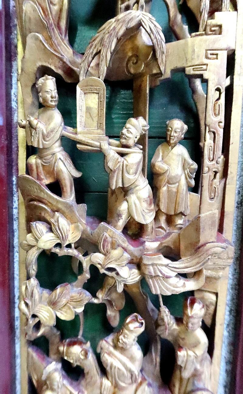 Grande pannello asiatico in legno laccato, Cina - fine XIX secolo in vendita 1