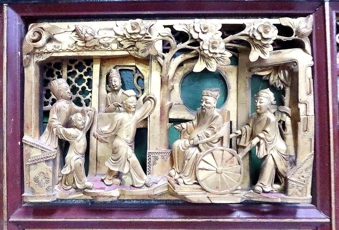Grande pannello asiatico in legno laccato, Cina - fine XIX secolo in vendita 3