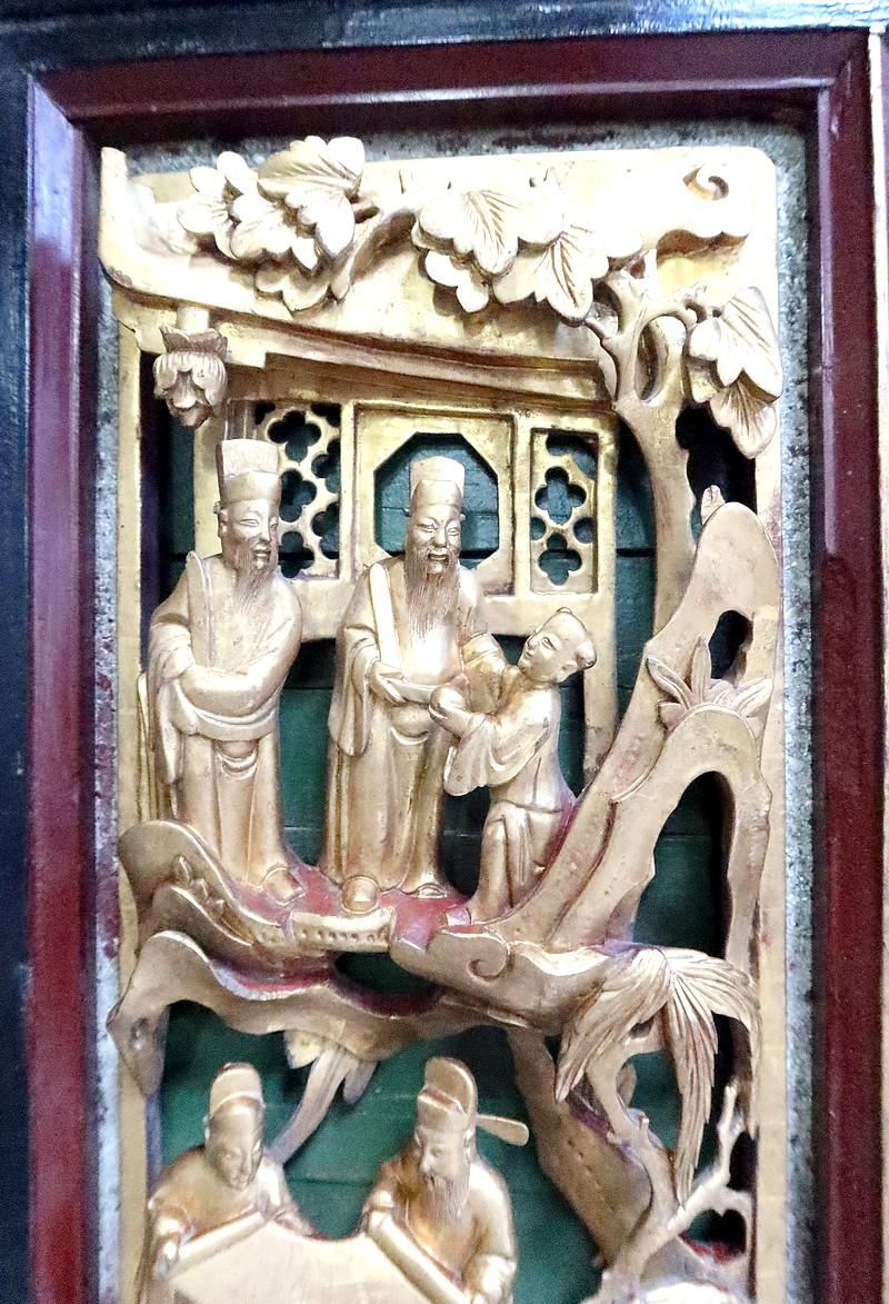 Grande pannello asiatico in legno laccato, Cina - fine XIX secolo in vendita 4