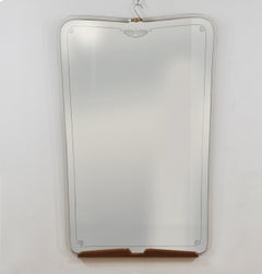 Specchio da parete in ciliegio e ottone Paolo Buffa, Italia, metà del secolo scorso, 1940 ca.