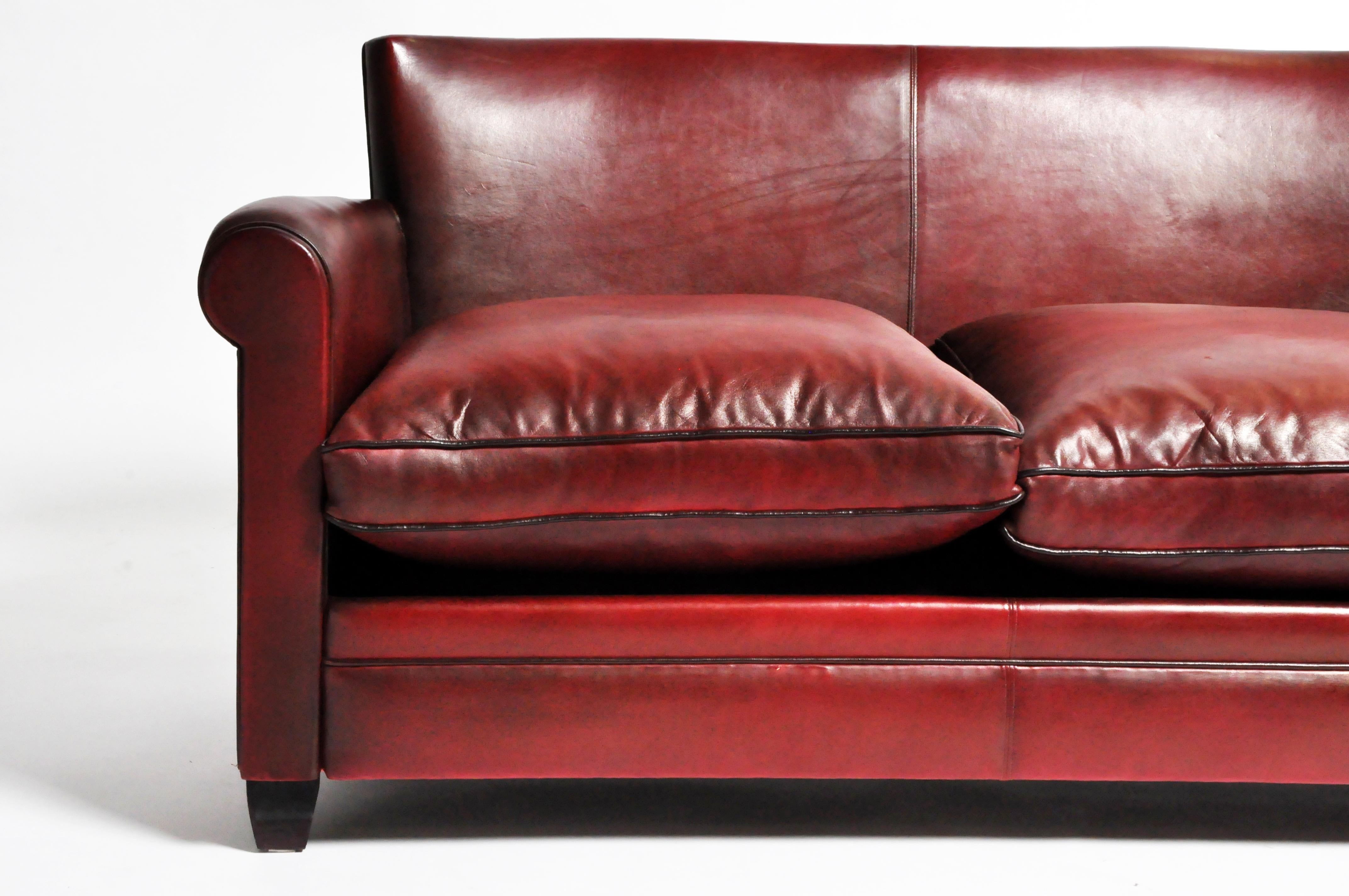 Grand Parisian Style Red Leather Sofa 5