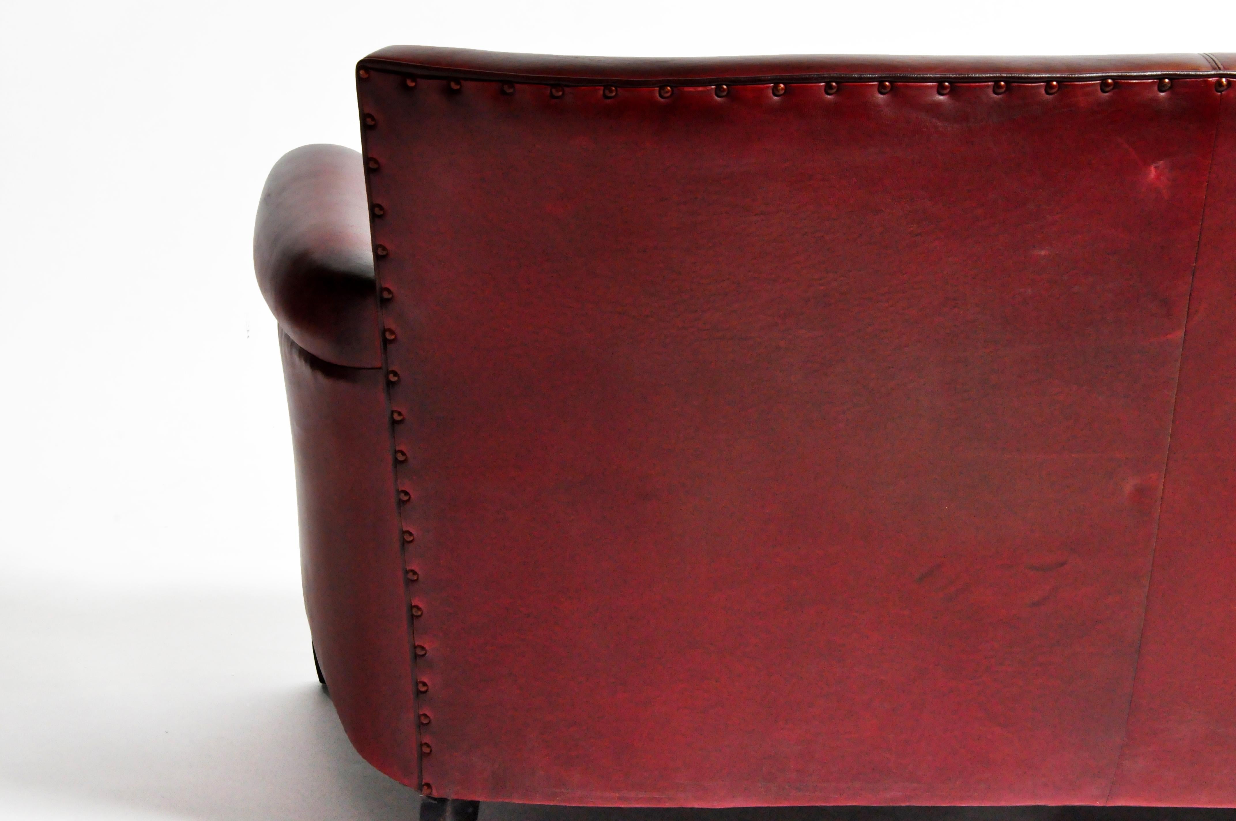 Grand Parisian Style Red Leather Sofa 10