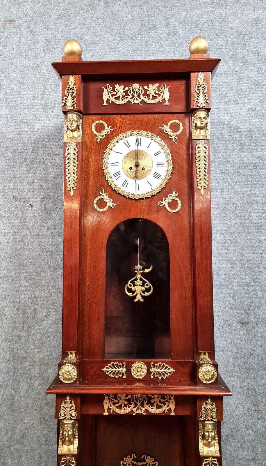 French Grand Parquet Regulator Clock in Empire Style Mahogany -1X55 For Sale