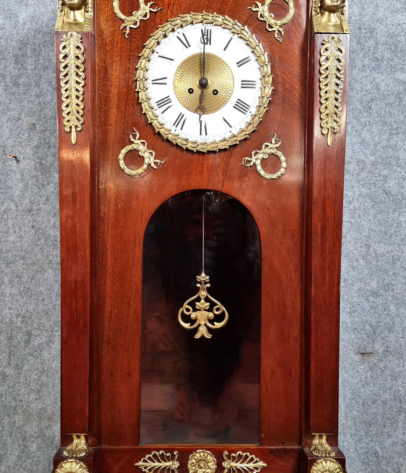 Grand Parquet Regulator Clock in Empire Style Mahogany -1X55 For Sale 1