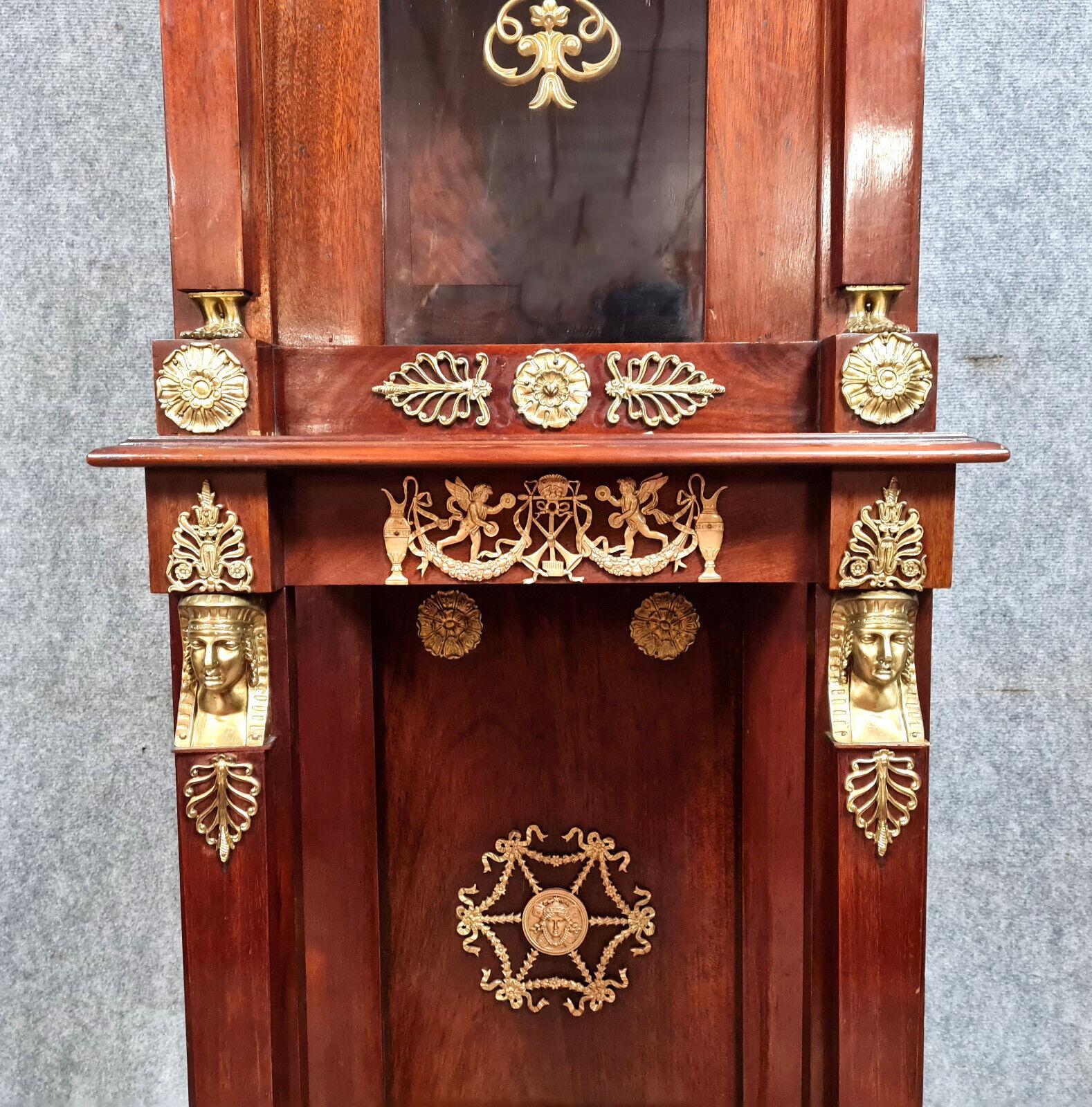 Grand Parquet Regulator Clock in Empire Style Mahogany -1X55 For Sale 2