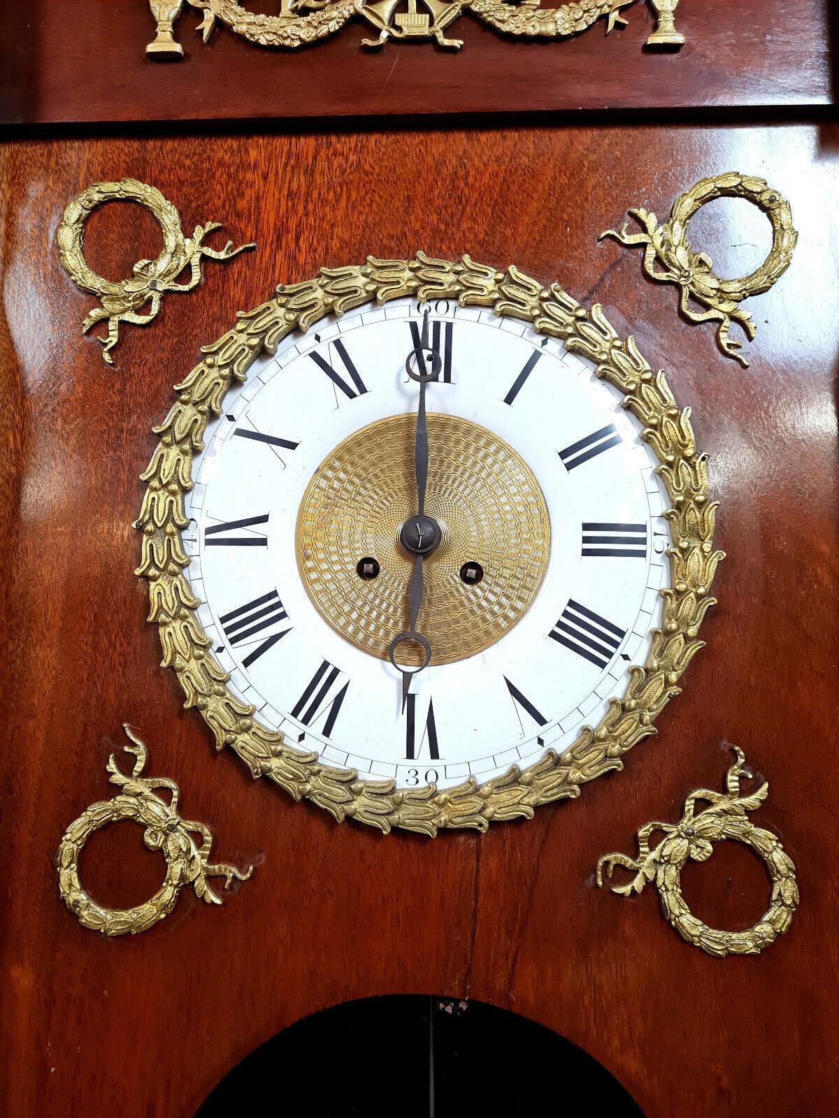 Grand Parquet Regulator Clock in Empire Style Mahogany -1X55 For Sale 3