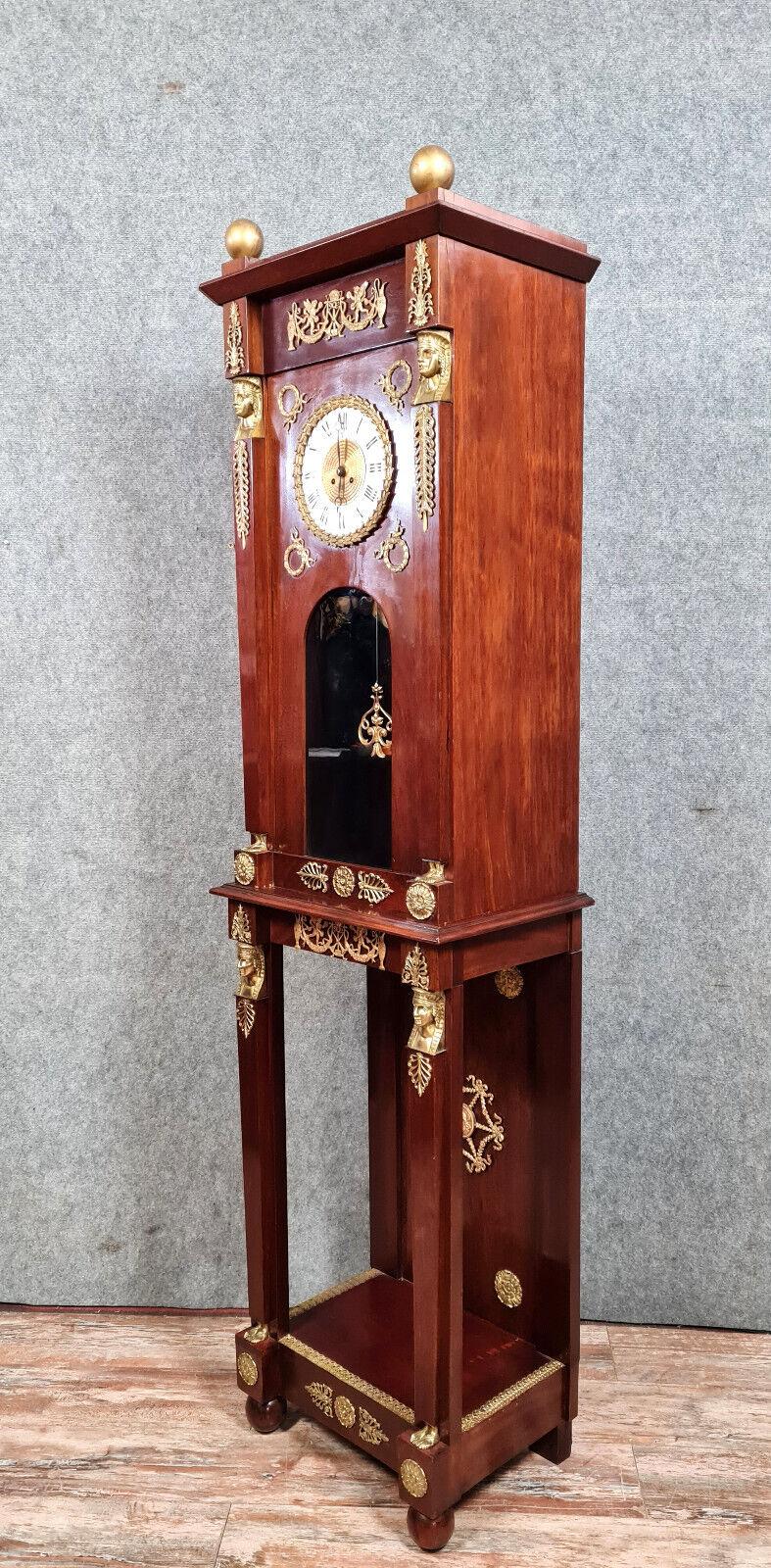 Grand Parquet Regulator Clock in Empire Style Mahogany -1X55 For Sale 4