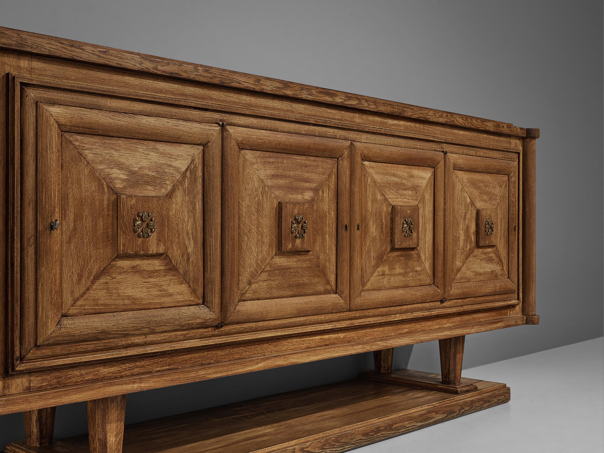 Mid-20th Century Grand Patinated Art Deco Sideboard with Graphical Doors