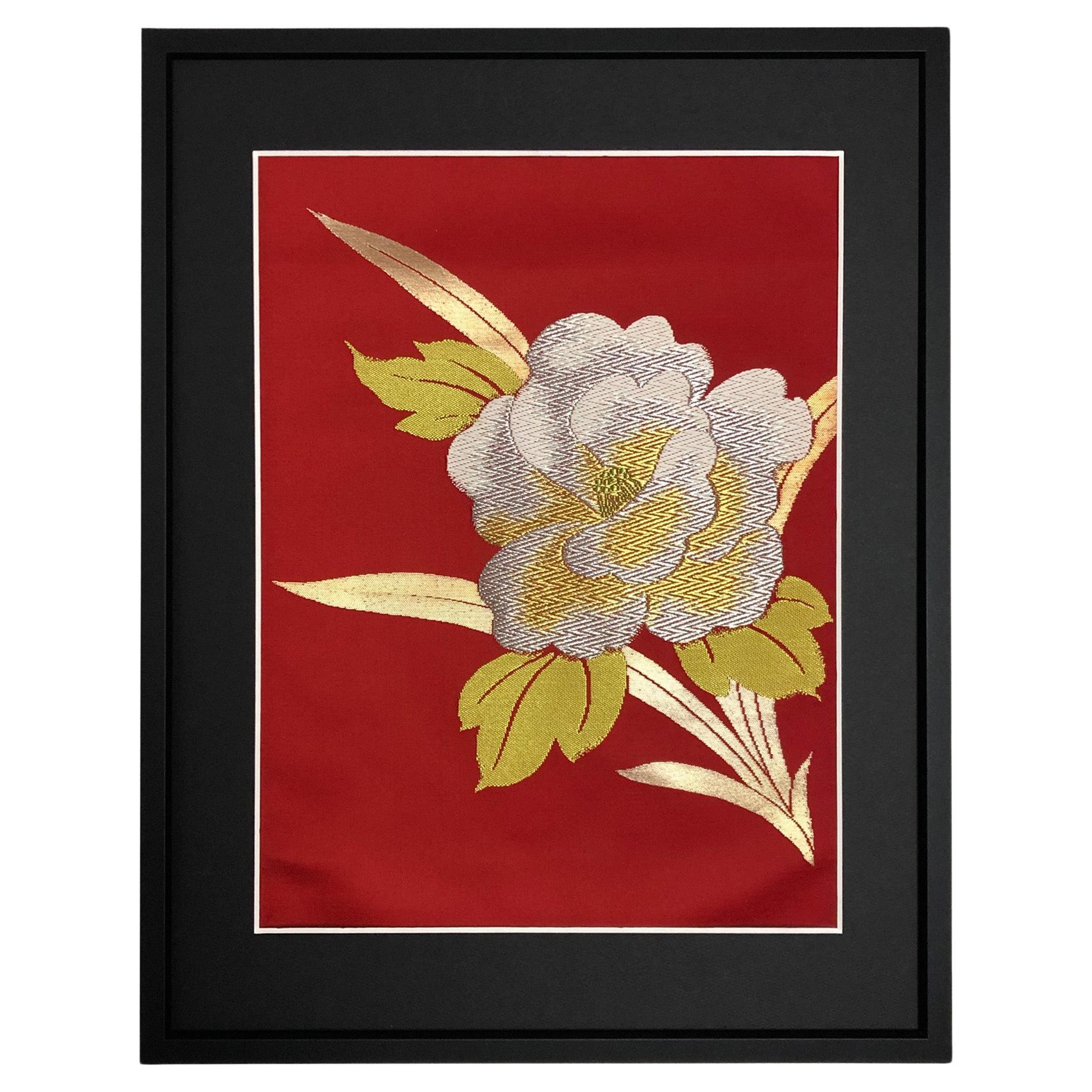 "Grand Peony" by Kimono-Couture / Japanese Wall Art For Sale
