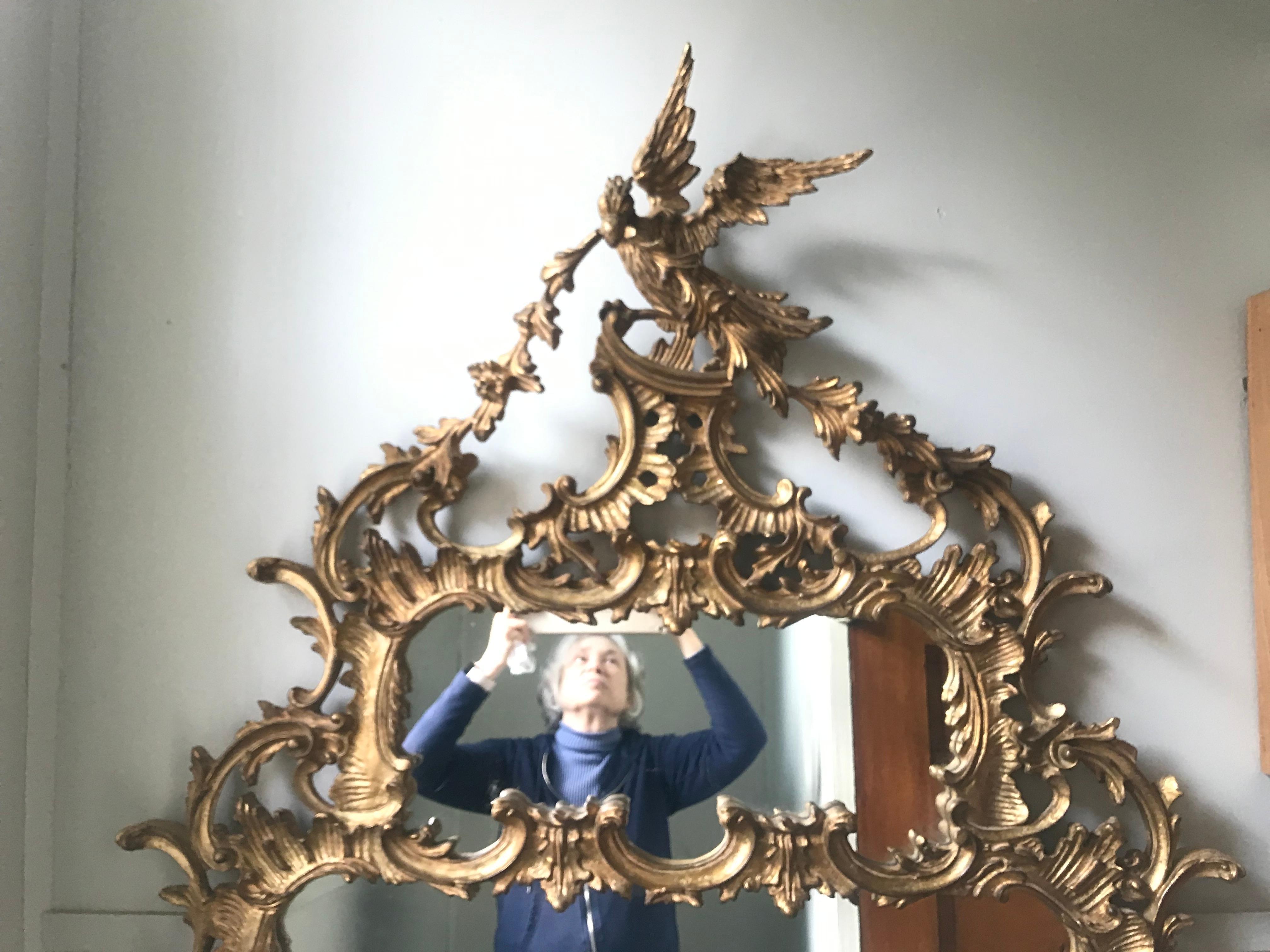 Chinese Chippendale Grand Phoenix Chippendale Mirror For Sale