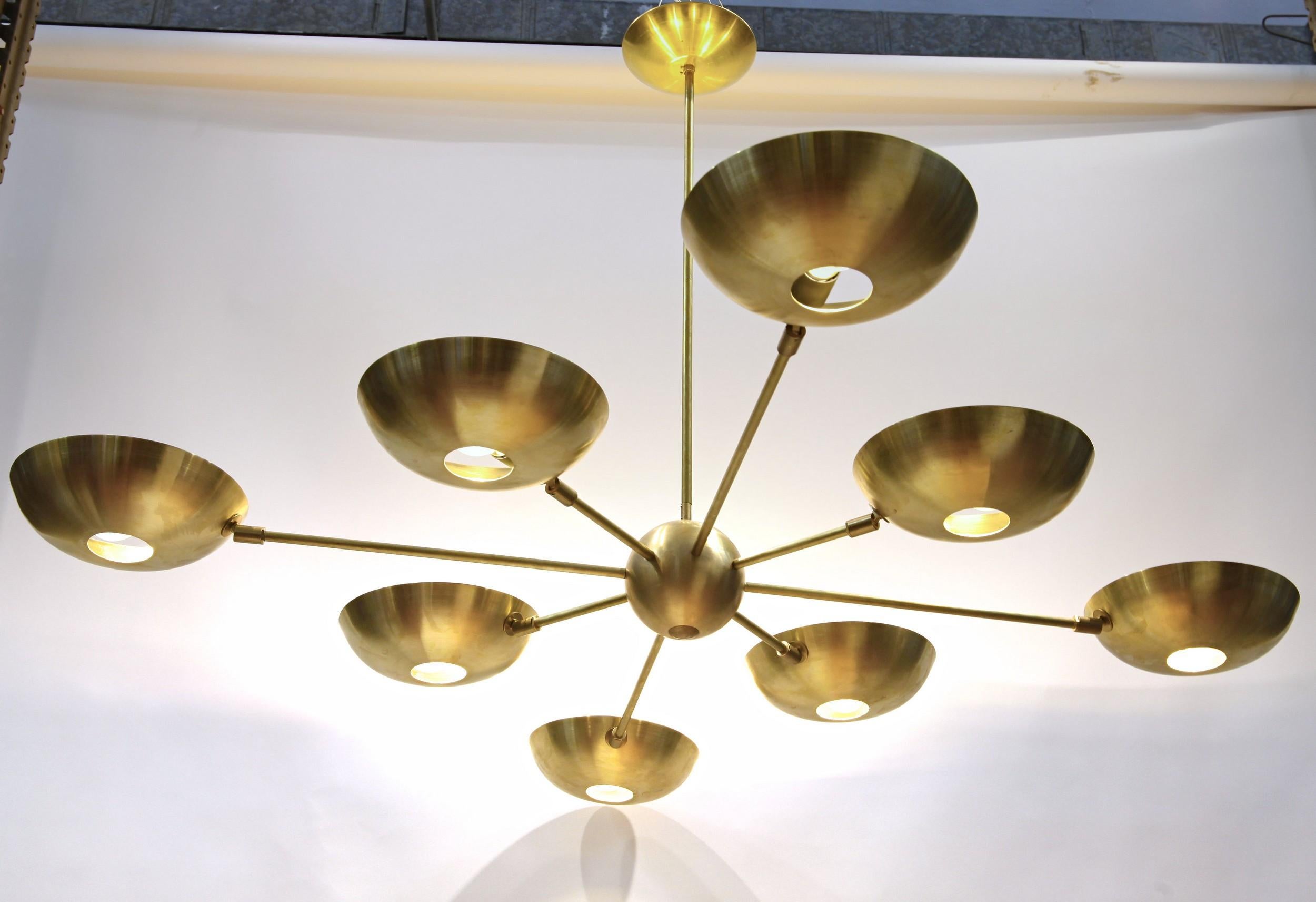 Lustre Grand Planetario en laiton 8 bras,  Abat-jour en laiton, design Silvio Piattelli en vente 7