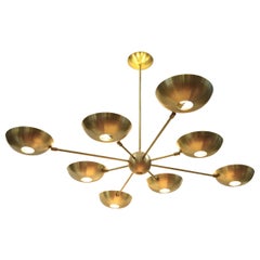 Grand Planetario Brass Chandelier 8 Arms, Brass Shades, Silvio Piattelli Design