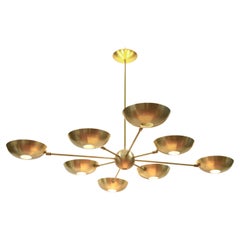 Grand Planetario Brass Chandelier 8 Arms, Brass Shades, Silvio Piattelli Design