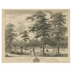 Grand Pond at Biljoen – Antique c.1790 Print Dedicated to Princess Wilhelmina