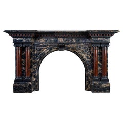 Antique Grand Portoro Marble & Serpentine Marble Fireplace Mantel 