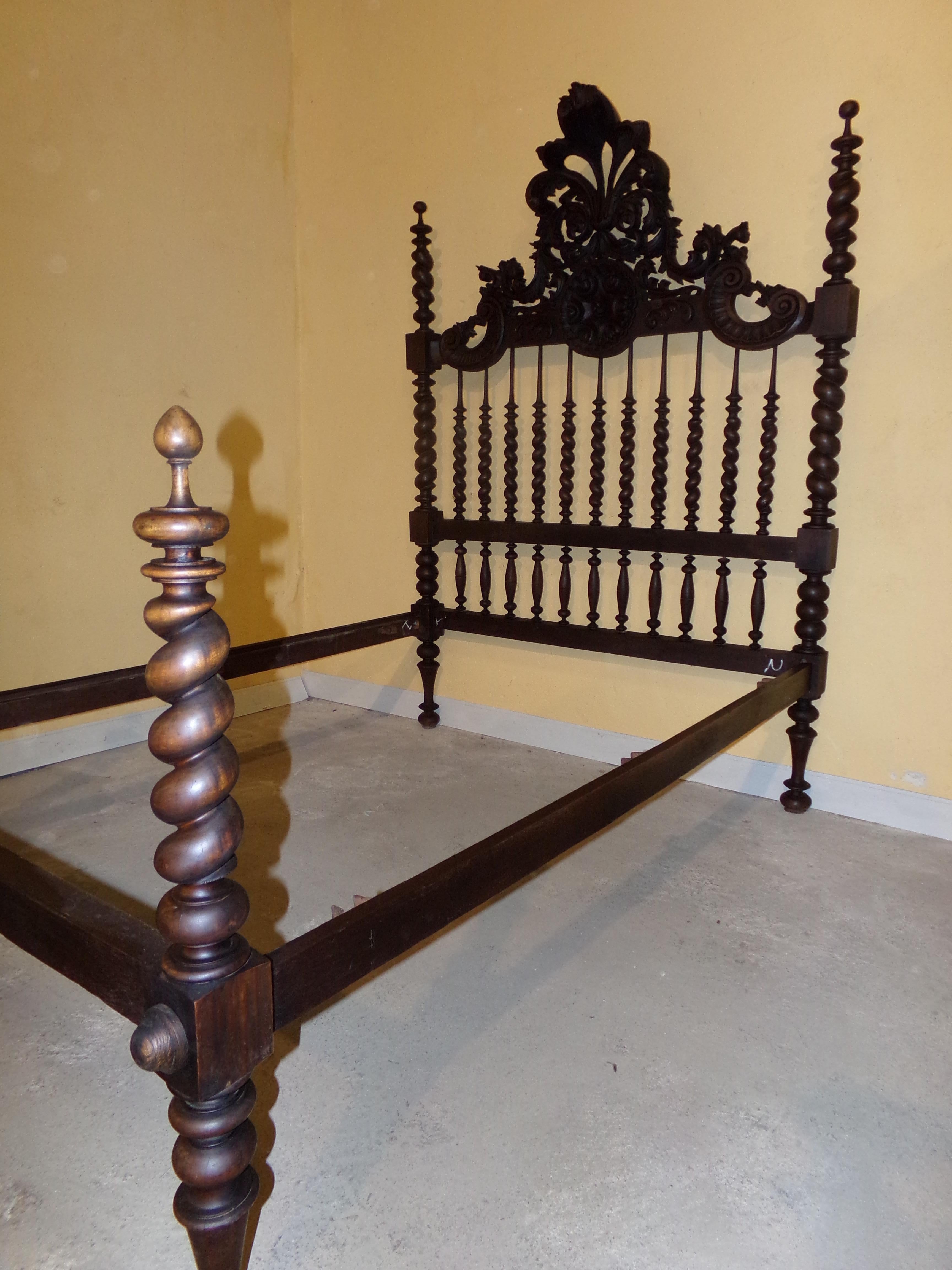 Grand Portuguese  Four Poster Barley Twist Double Bed, 1890 1