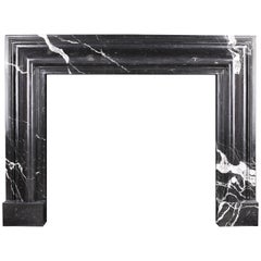 Grand Queen Anne Style Bolection Fireplace in Italian Nero Marquina Marble