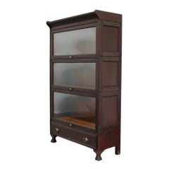 Grand Rapids Arts & Crafts Mahogany 3 Stack Clawfoot Barrister Bookcase c1920