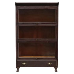 Grand Rapids Arts & Crafts Mahogany 3 Stack Clawfoot Barrister Bookcase c1920