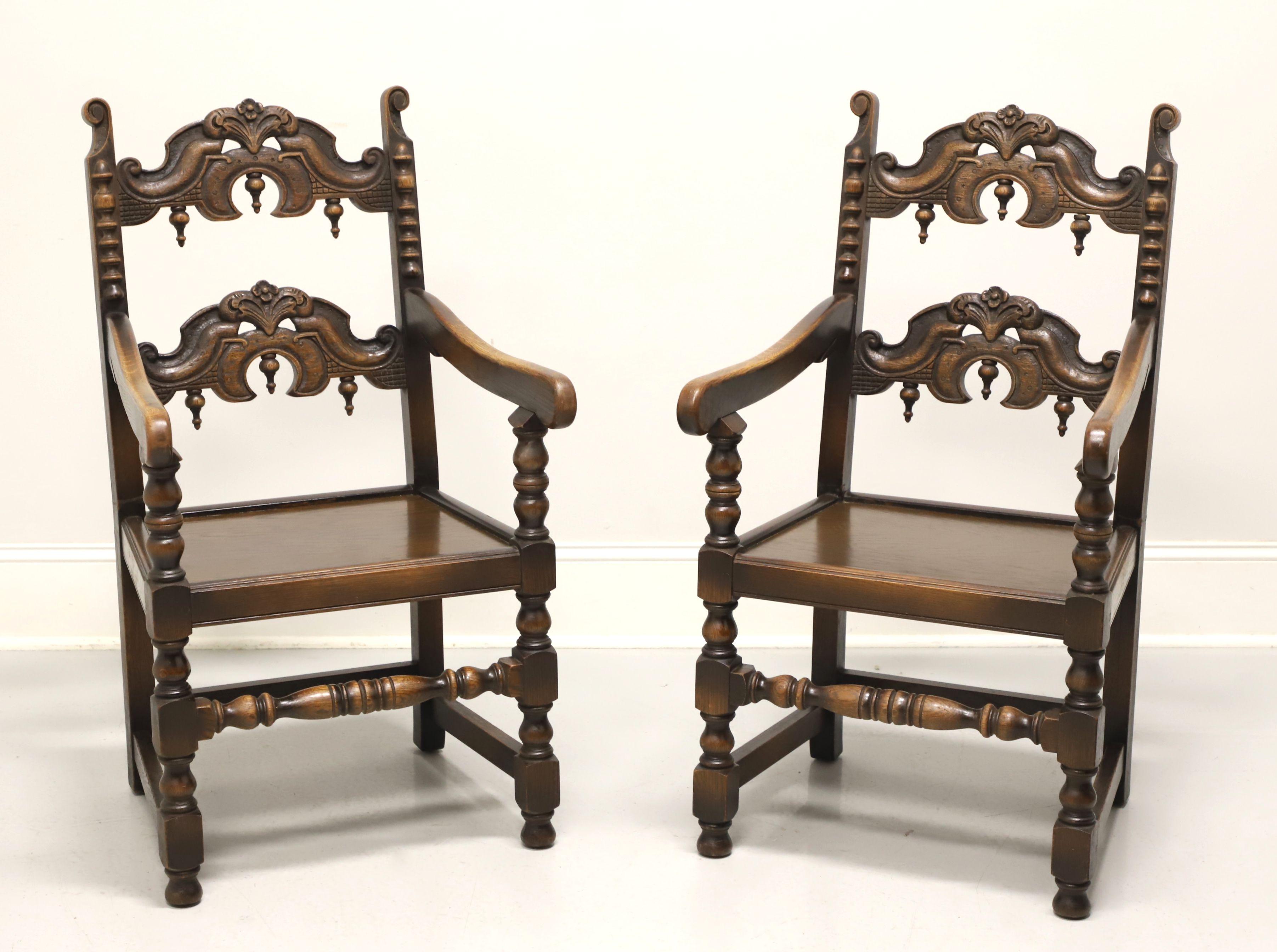GRAND RAPIDS BOOKCASE & Chair Co Oak Gothic Revival Dining Armchairs - Pair For Sale 7
