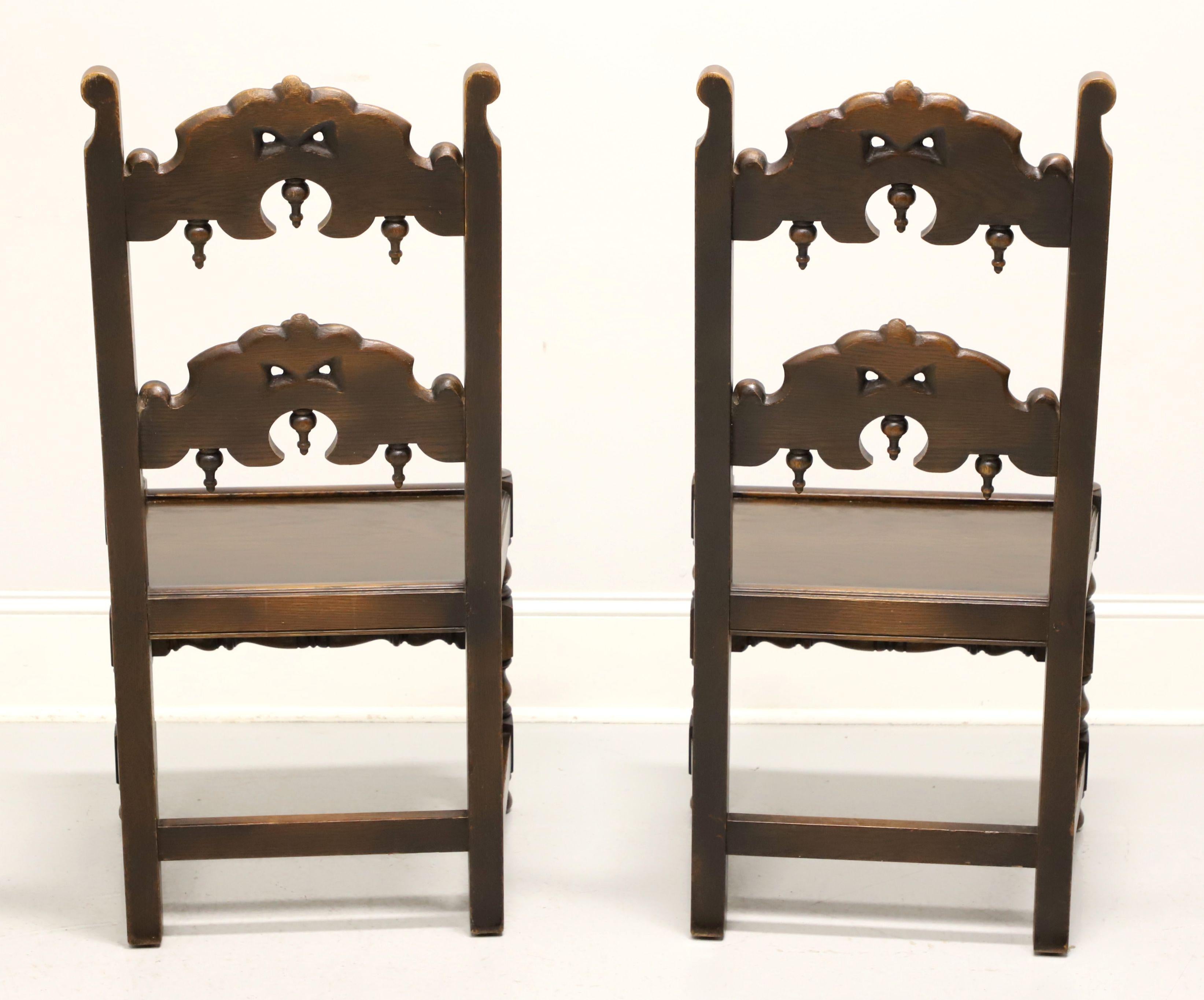 GRAND RAPIDS BOOKCASE & Chair Co Oak Gothic Revival Dining Side Chairs - Pair A In Good Condition For Sale In Charlotte, NC